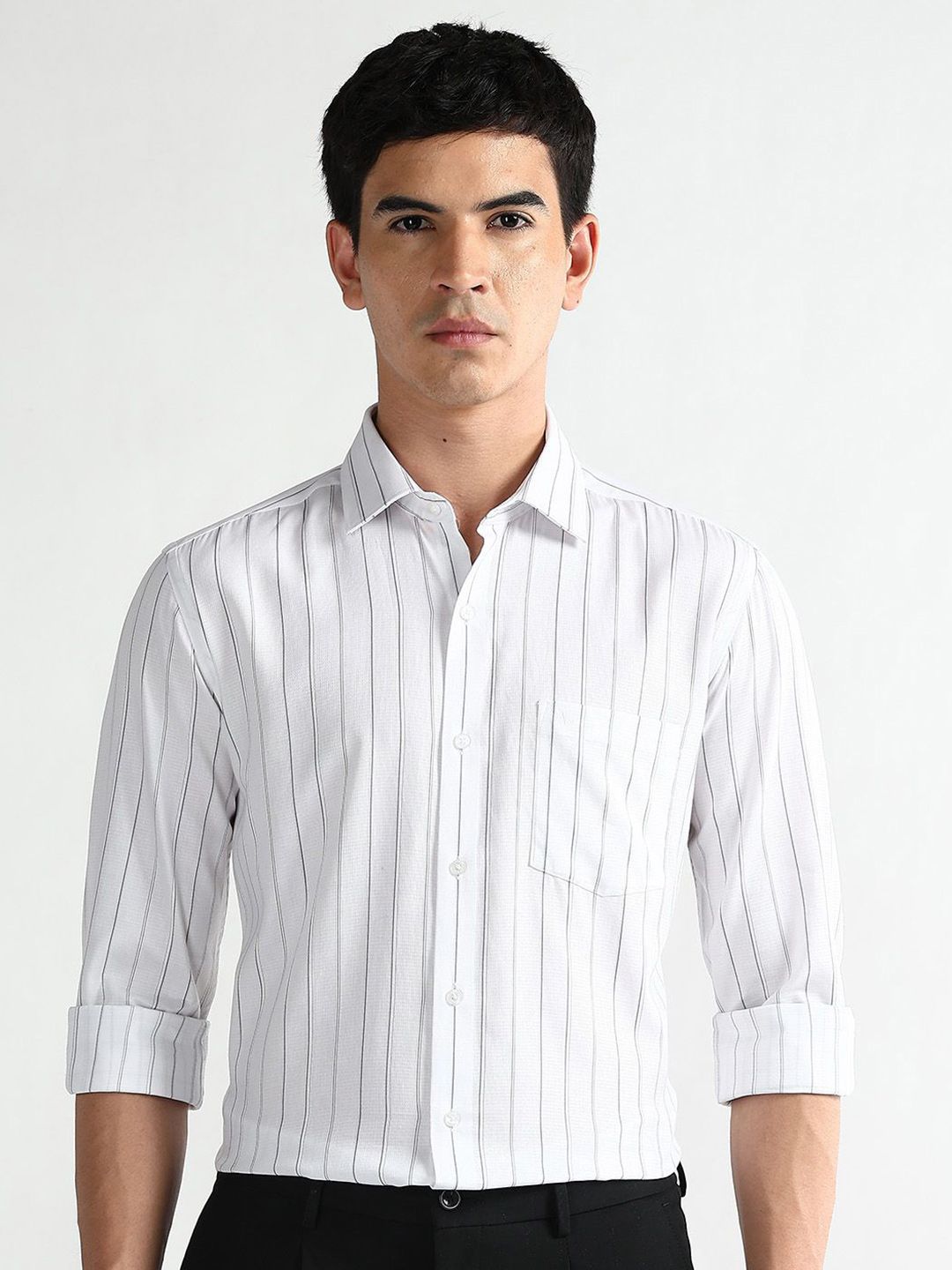 Arrow Slim Fit Vertical Striped Long Sleeves Cotton Formal Shirt-picture-32