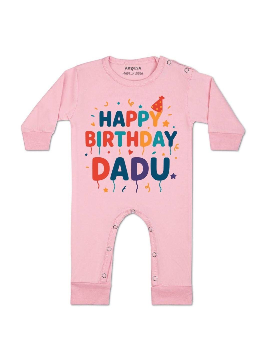 arvesa Happy Birthday Dadu Printed Baby Rompers-picture-23