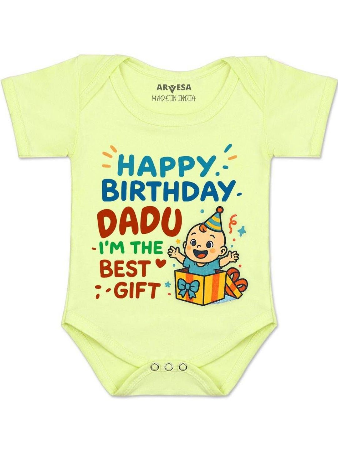arvesa Happy Birthday Dadu Printed Romper-picture-16