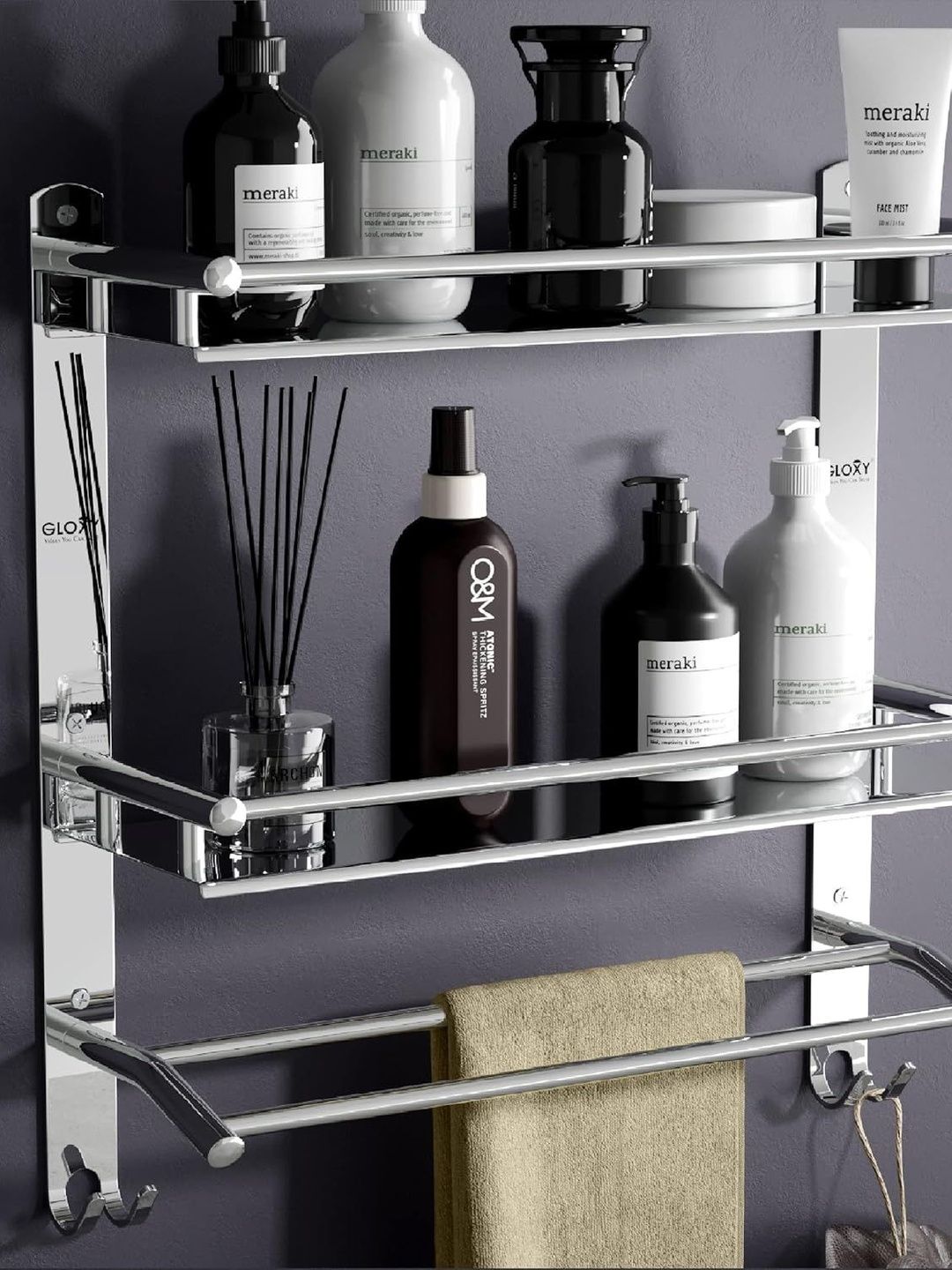 GLOXY Silver-Toned Stainless Steel Bathroom Accessories Holder-picture-57
