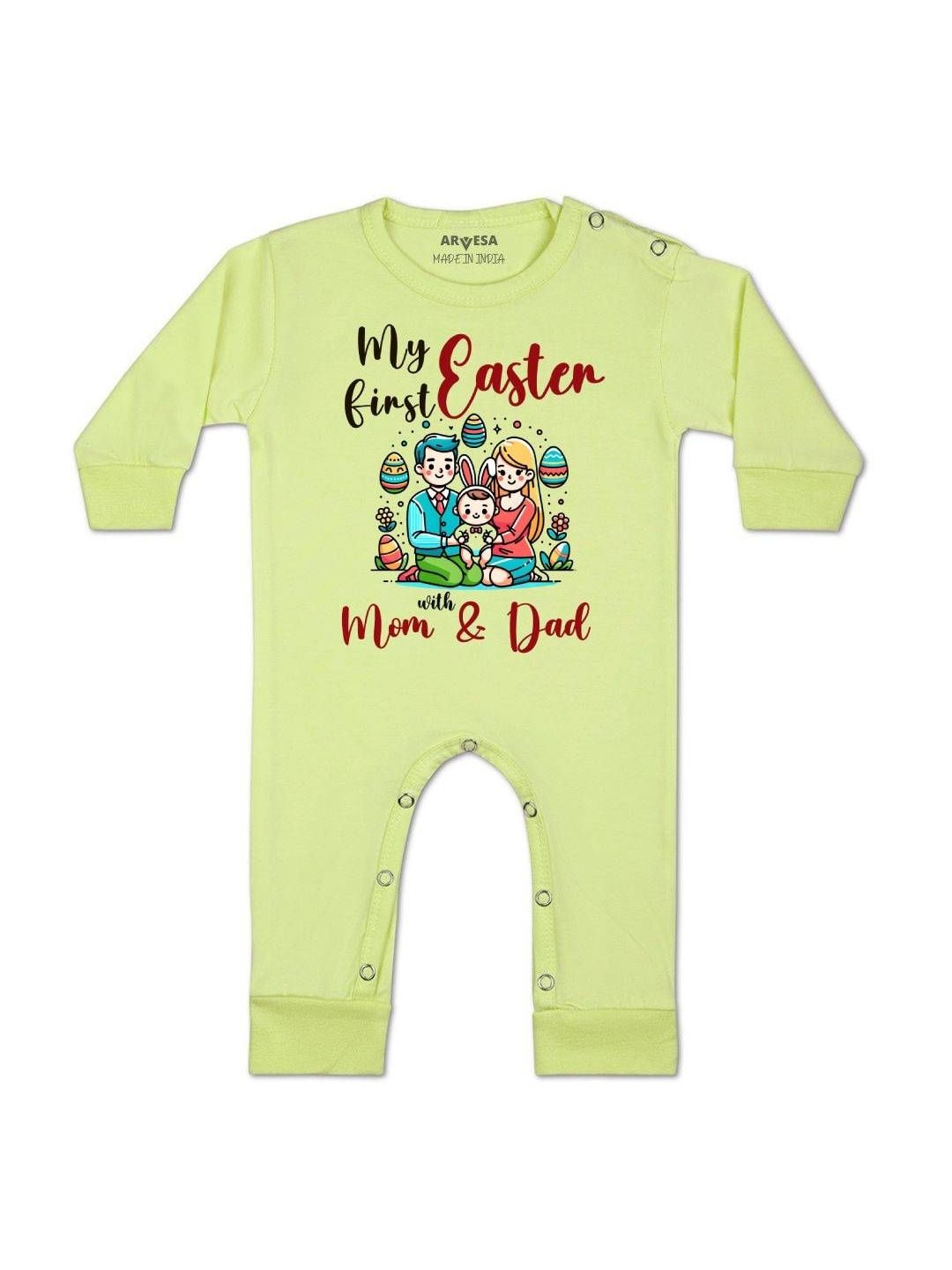 Arvesa Kids-Unisex Yellow Cotton Rompers-picture-18