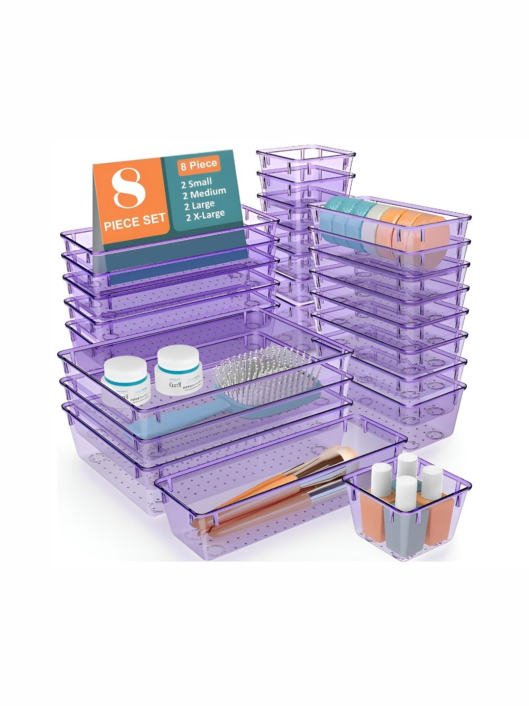 JD FRESH Purple 8 Pieces Makeup Organisers-picture-22