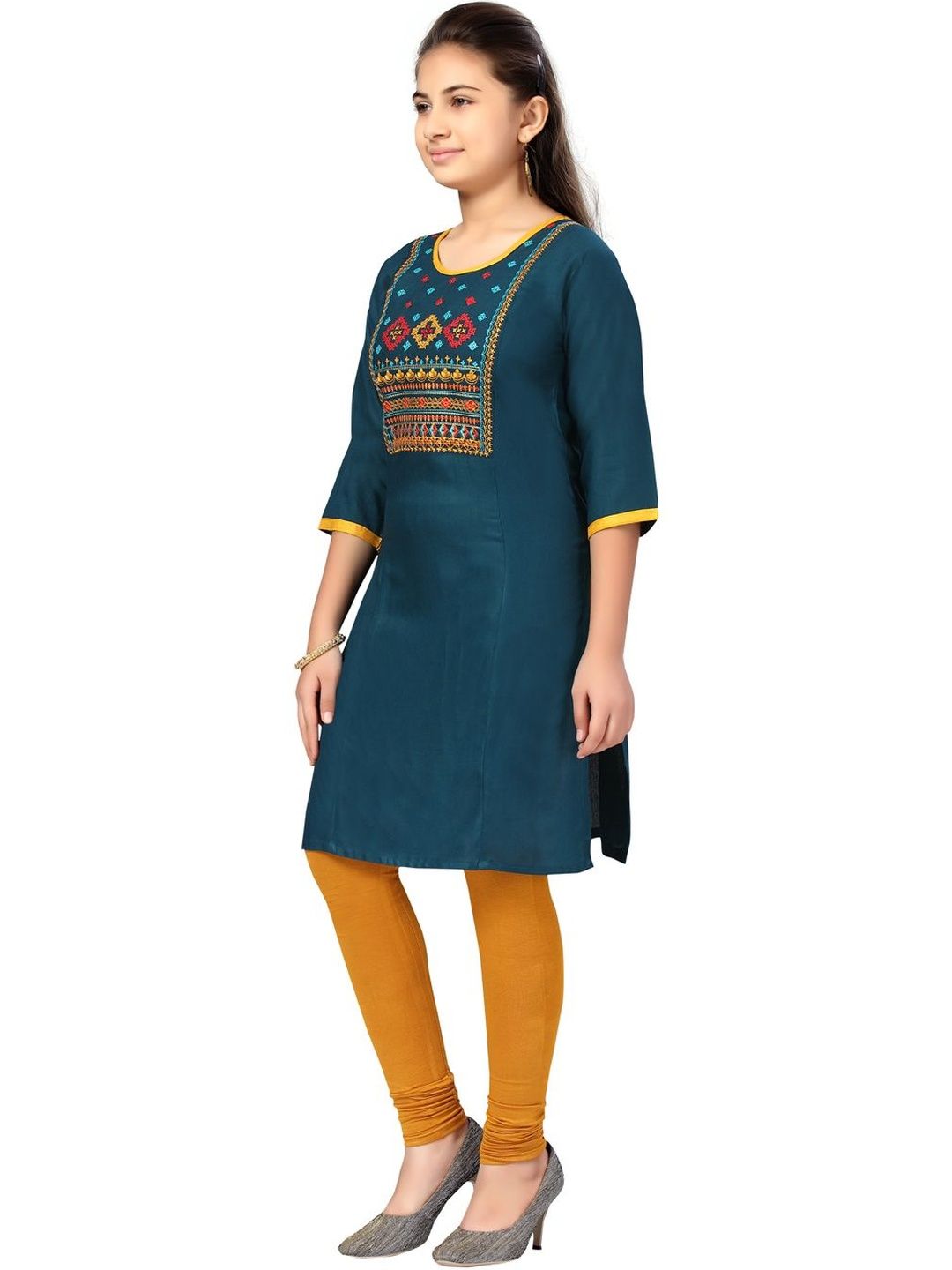Muhuratam Girls Cotton A-Line Kurtas-picture-48