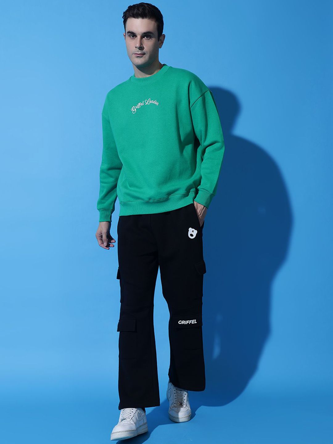 GRIFFEL Typography Printed Oversized Pure Cotton Sweatshirt With Trouser-image-27