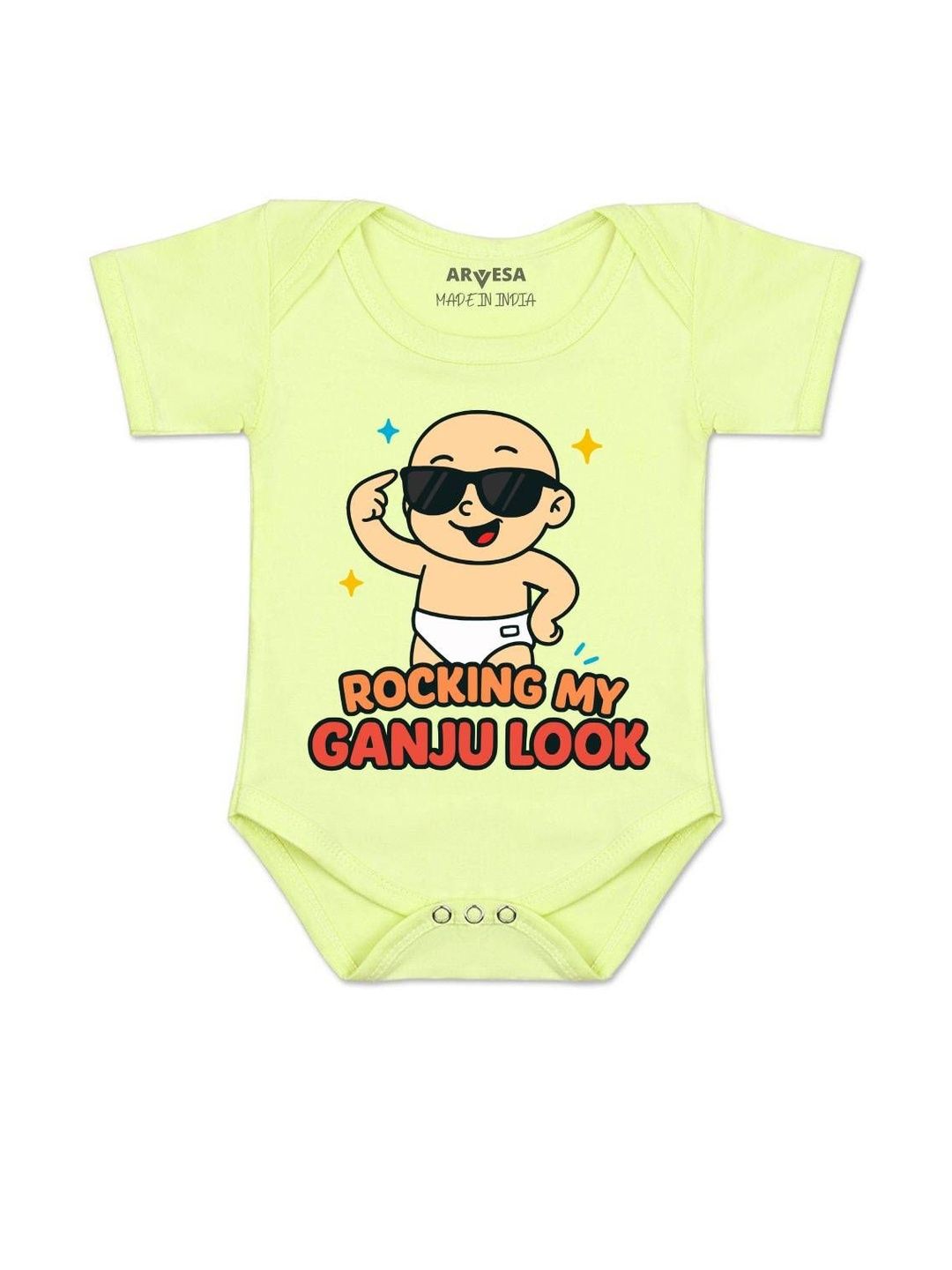 Arvesa Kids-Unisex Yellow Cotton Rompers-picture-20