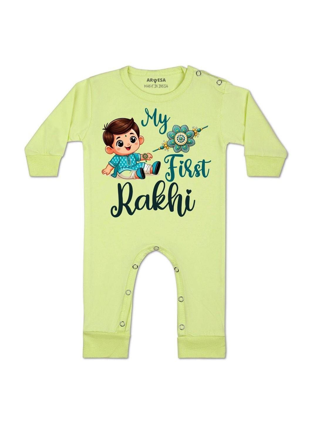 arvesa My First Rakhi Printed Baby Rompers-picture-50