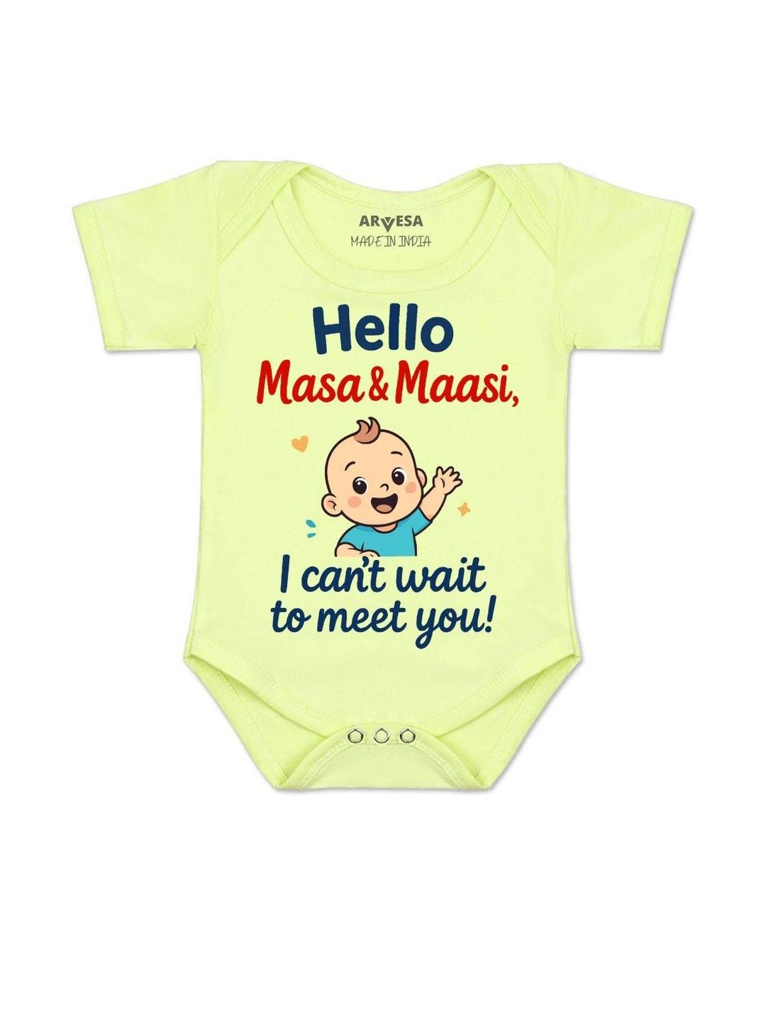 Arvesa Kids-Unisex Yellow Cotton Rompers-picture-21