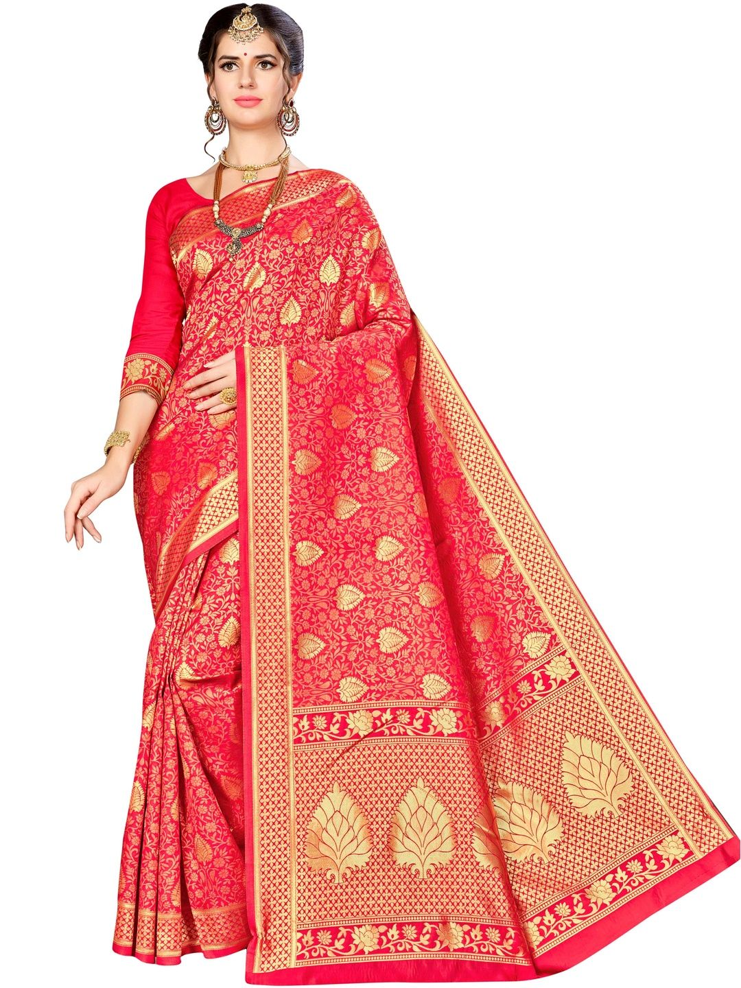 Desi Fusion Ethnic Motifs Woven Design Zari Banarasi Saree-picture-20