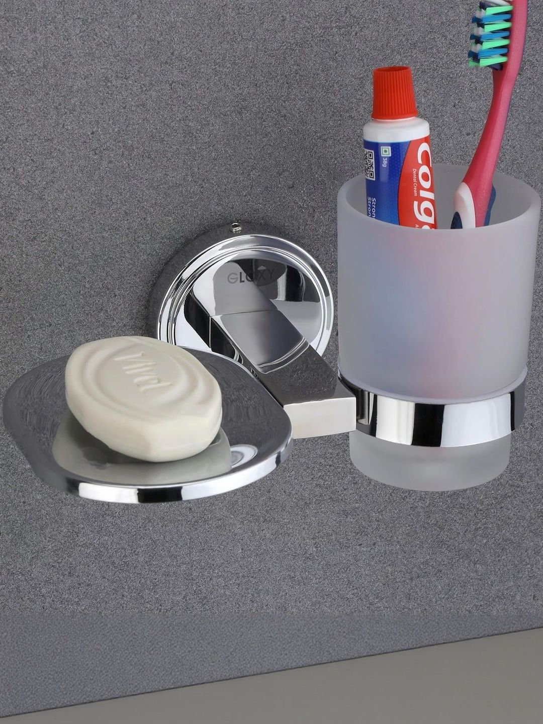 GLOXY Silver-Toned Stainless Steel Soap & Tumbler Holder-image-33