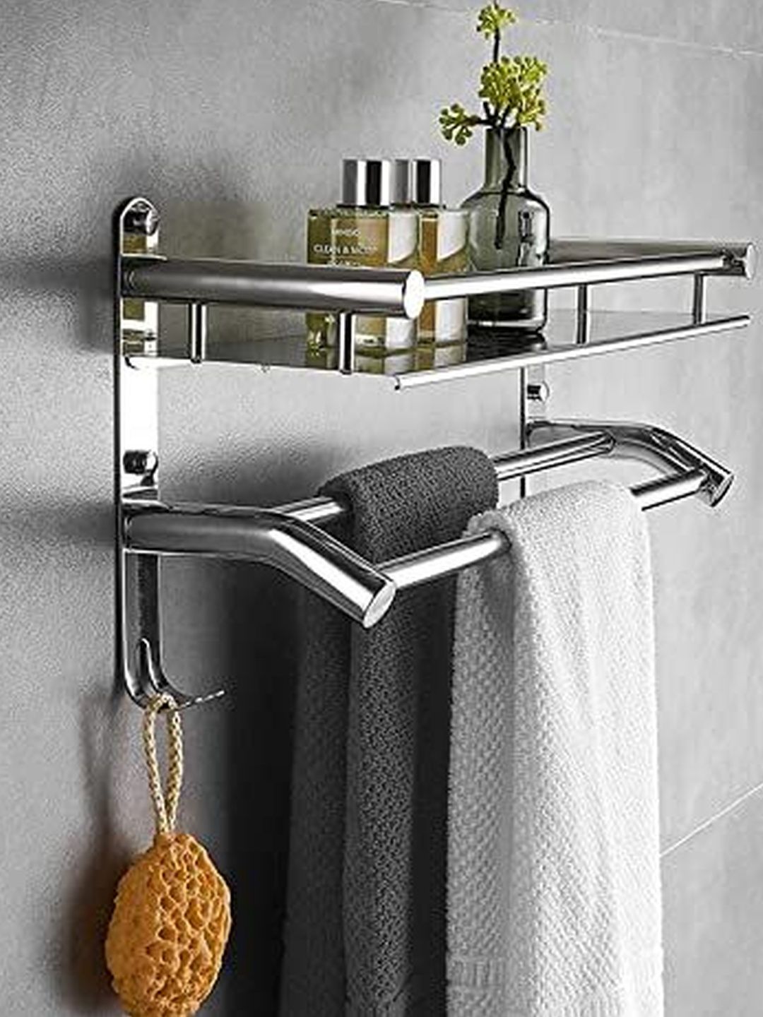 GLOXY Silver-Toned Stainless Steel Towel Holder-image-36