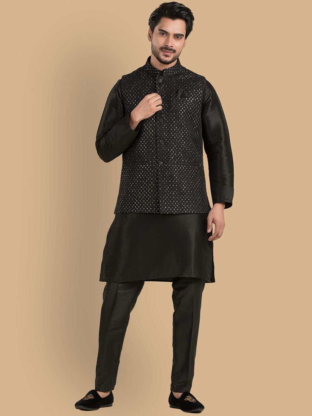 TRENDS OF ETHNIC Embroidered Mandarin Collar Nehru Jacket-picture-37