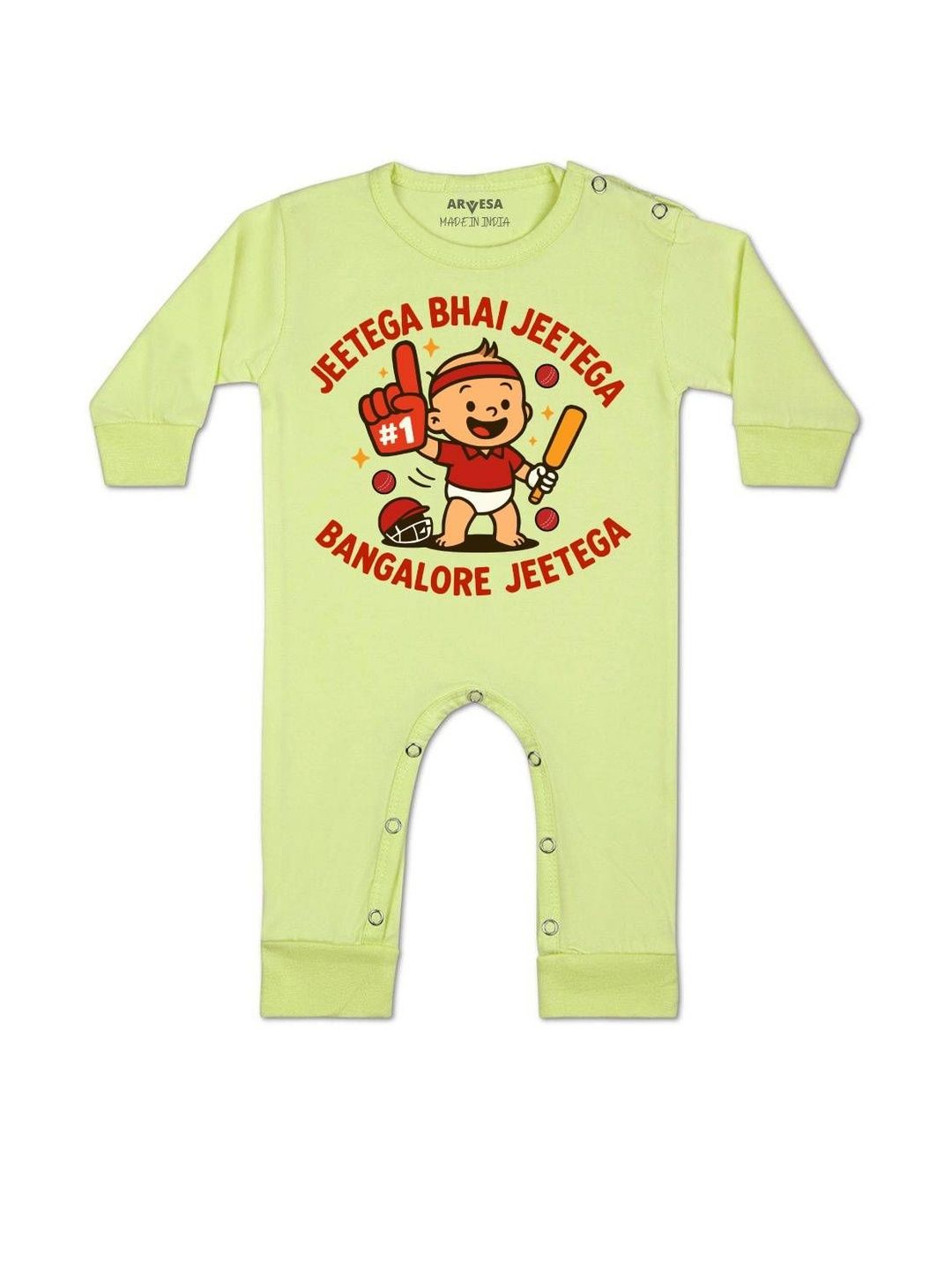 Arvesa Kids-Unisex Yellow Cotton Rompers-picture-37