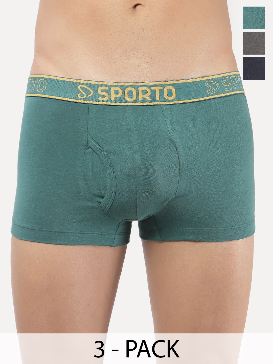 Sporto by Macho Pack Of 3 Mid Rise Trunks-picture-24