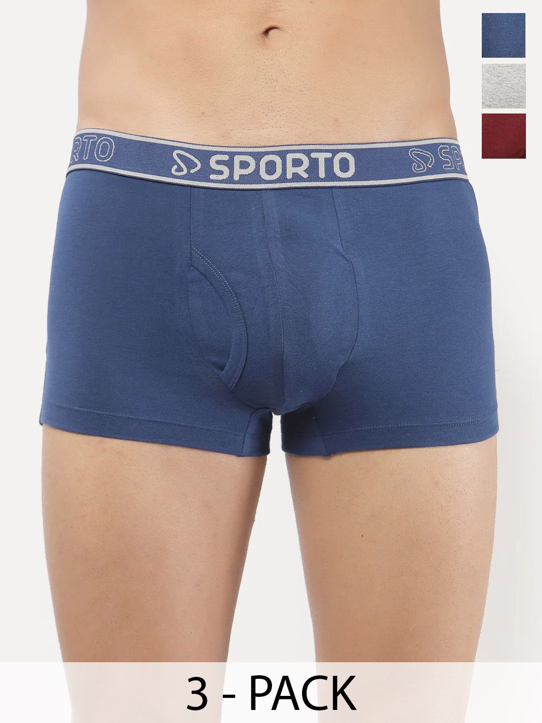 Sporto by Macho Pack Of 3 Mid Rise Trunks-picture-27