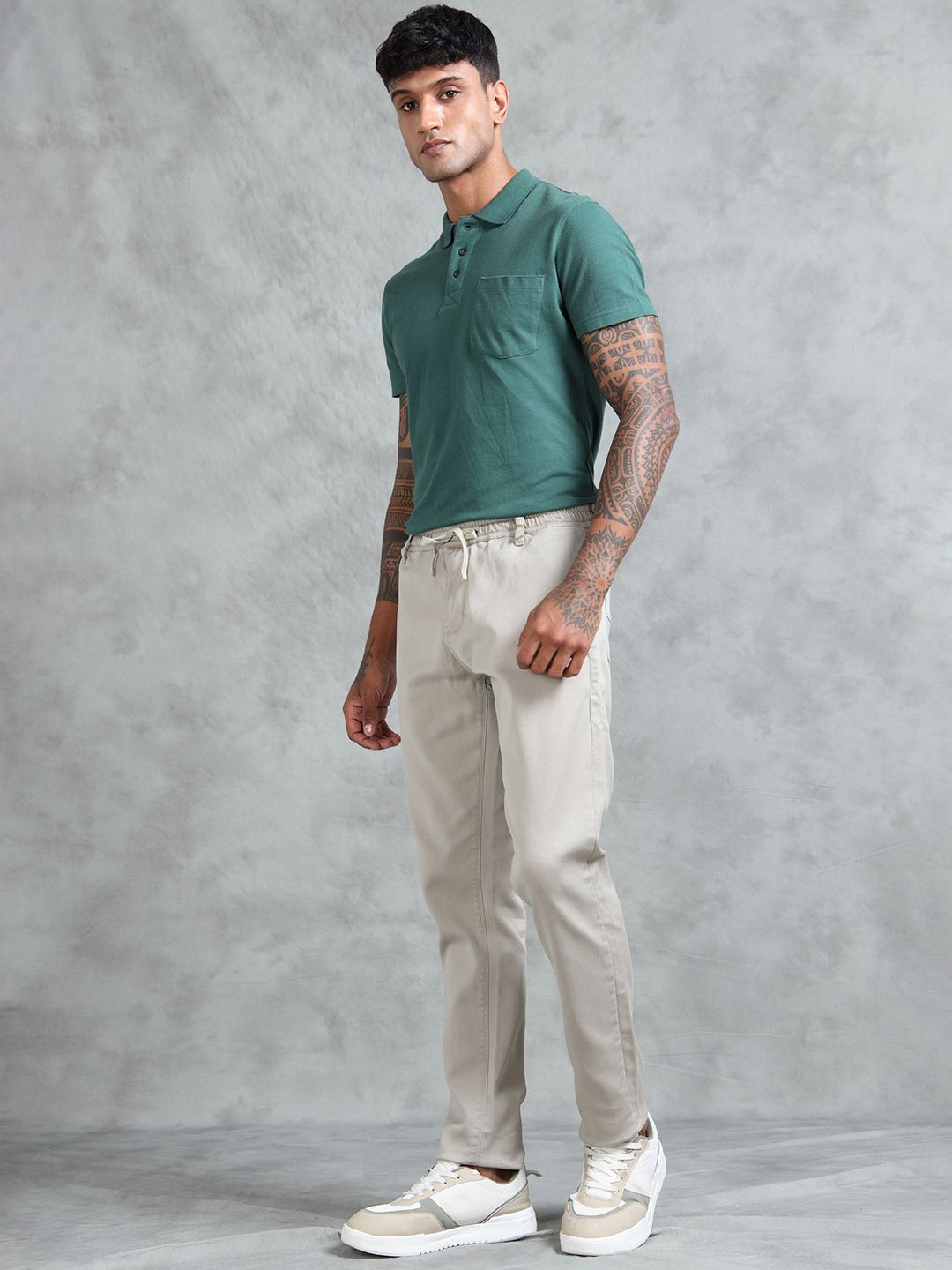 Buy Beevee Men Textured Self Design Mid Rise Trousers - Trousers for ...
