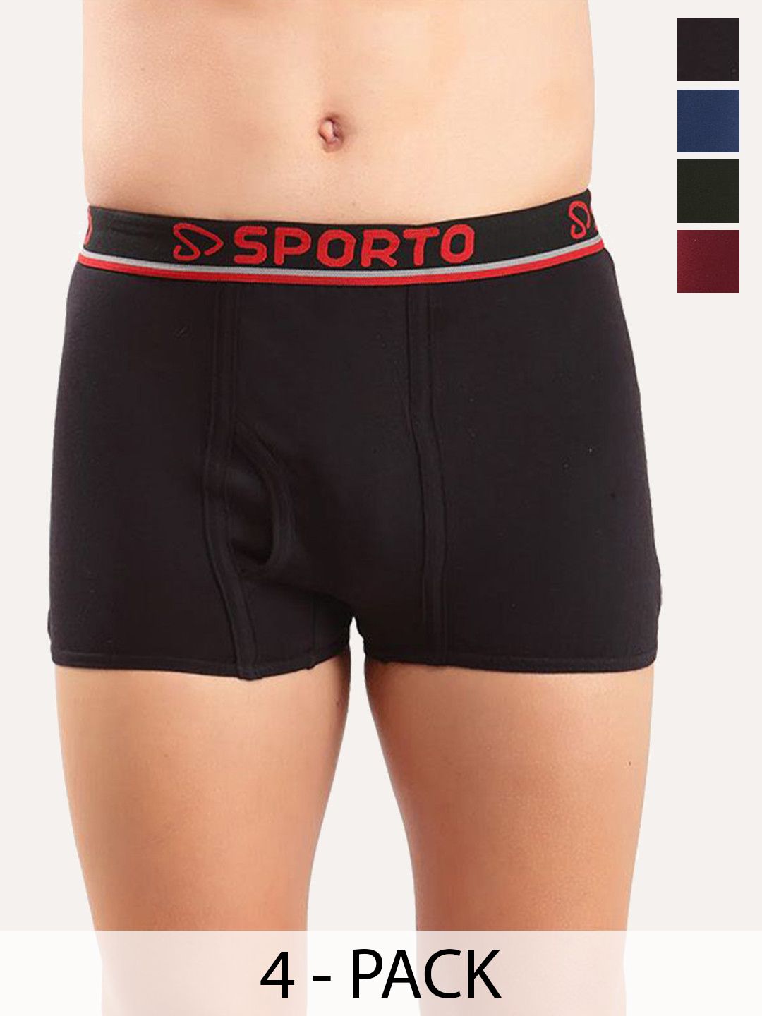 Sporto by Macho Men Pack Of 4 Solid Low-Rise Outer Elastic Short Trunk-picture-16