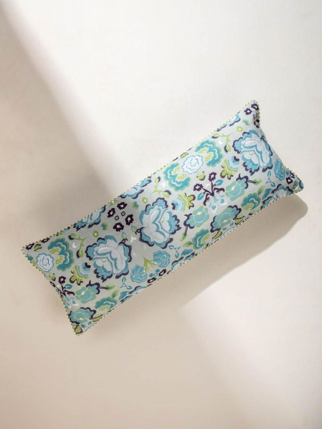 FREEDOM TREE Gypsy Rose Blue & Grey Floral Printed Cotton Rectangle Cushion Cover-picture-11