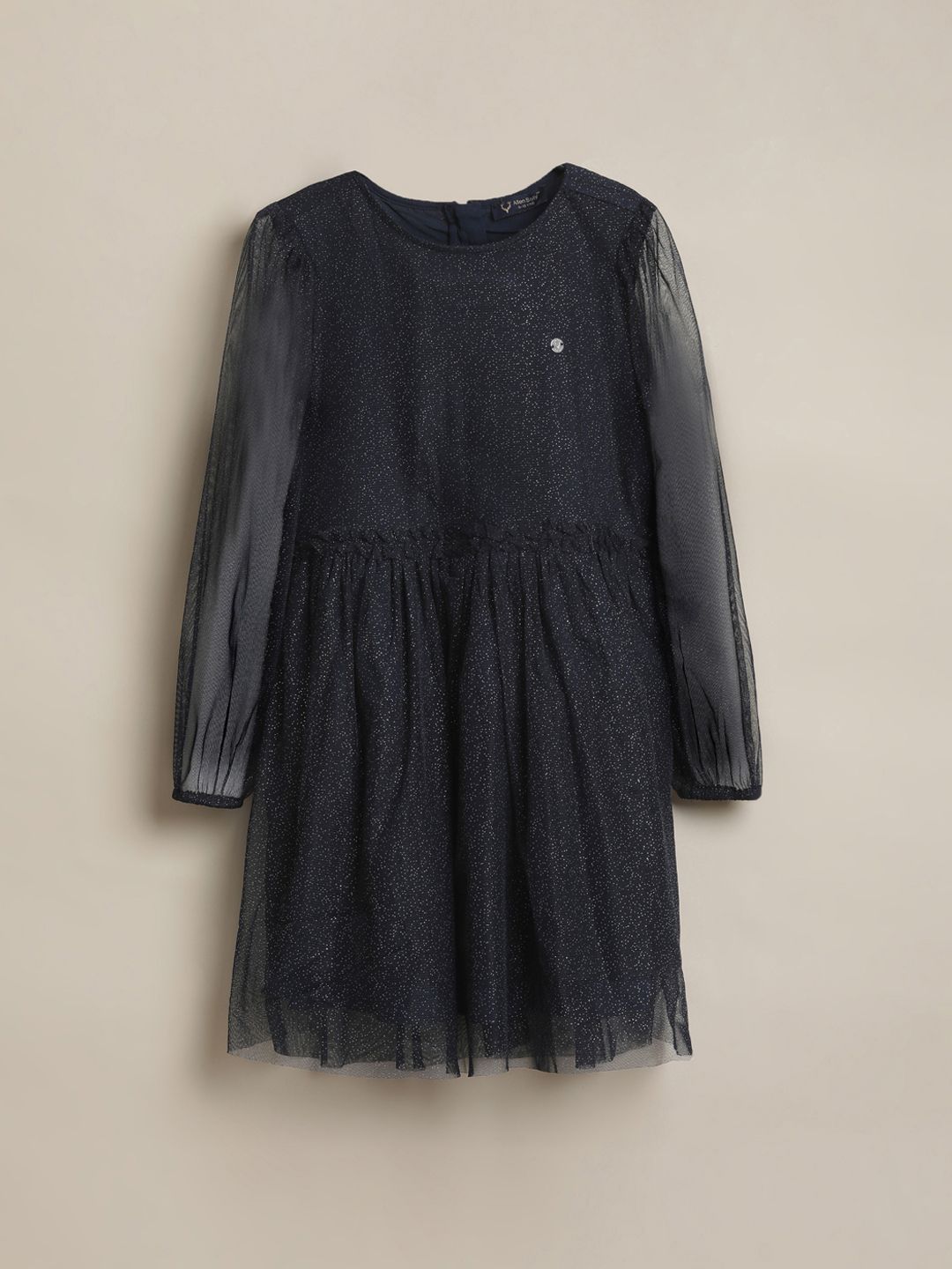 Allen Solly Junior Girls Shimmer Detail Cuffed Sleeve Fit & Flare Dress-picture-31
