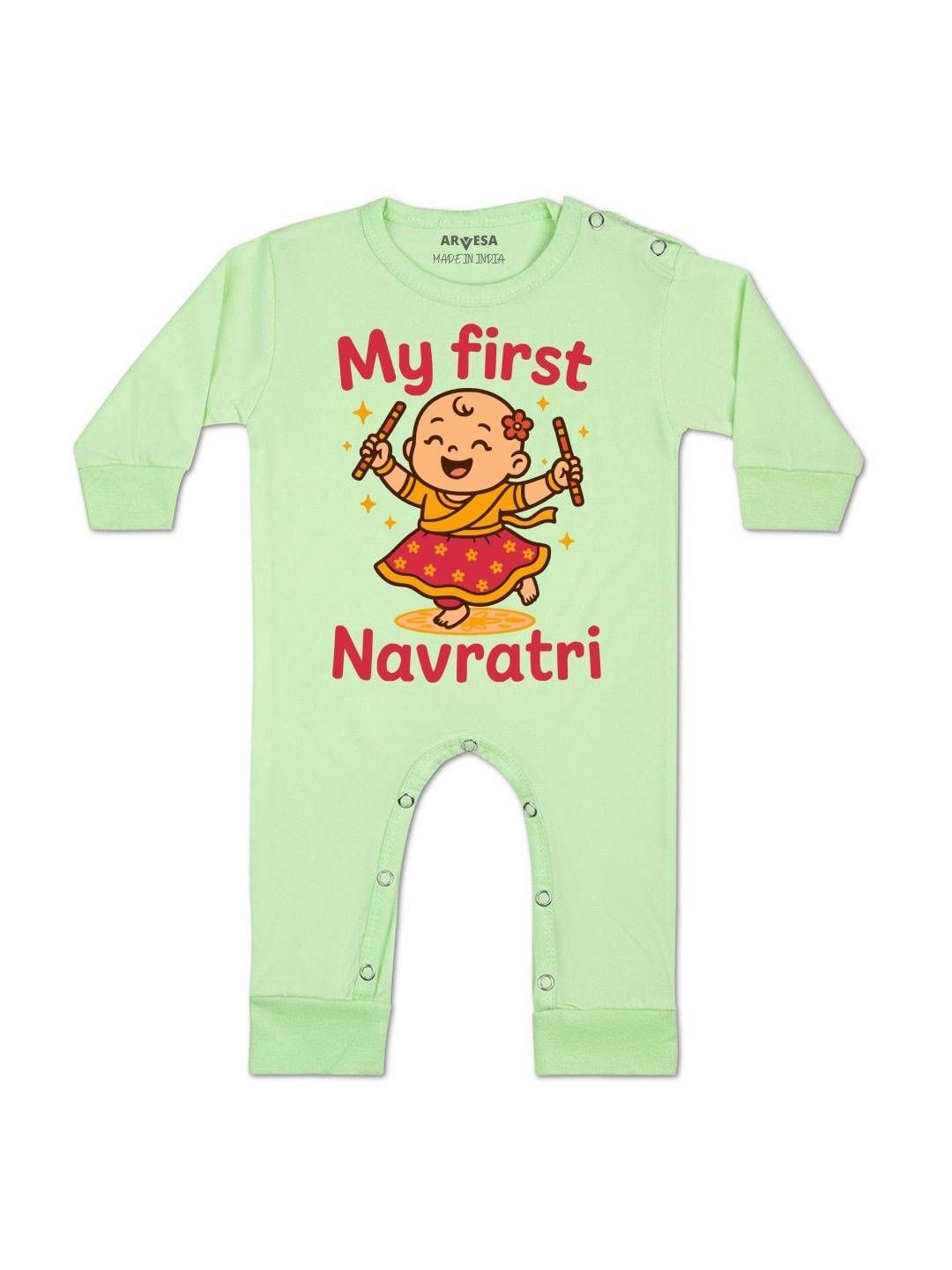 Arvesa Kids-Unisex Green Cotton Rompers-picture-42