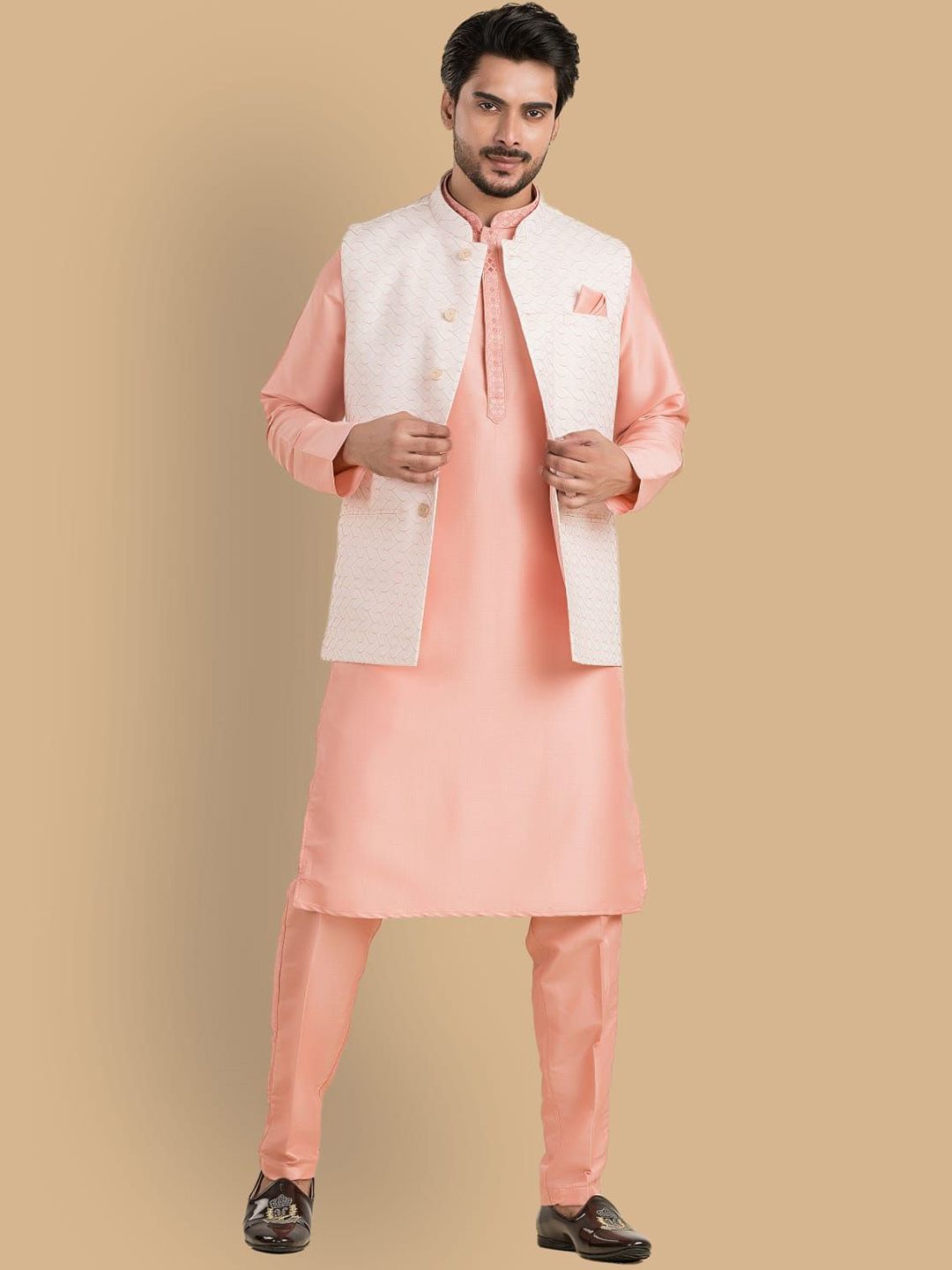 TRENDS OF ETHNIC Embroidered Mandarin Collar Nehru Jacket-picture-38