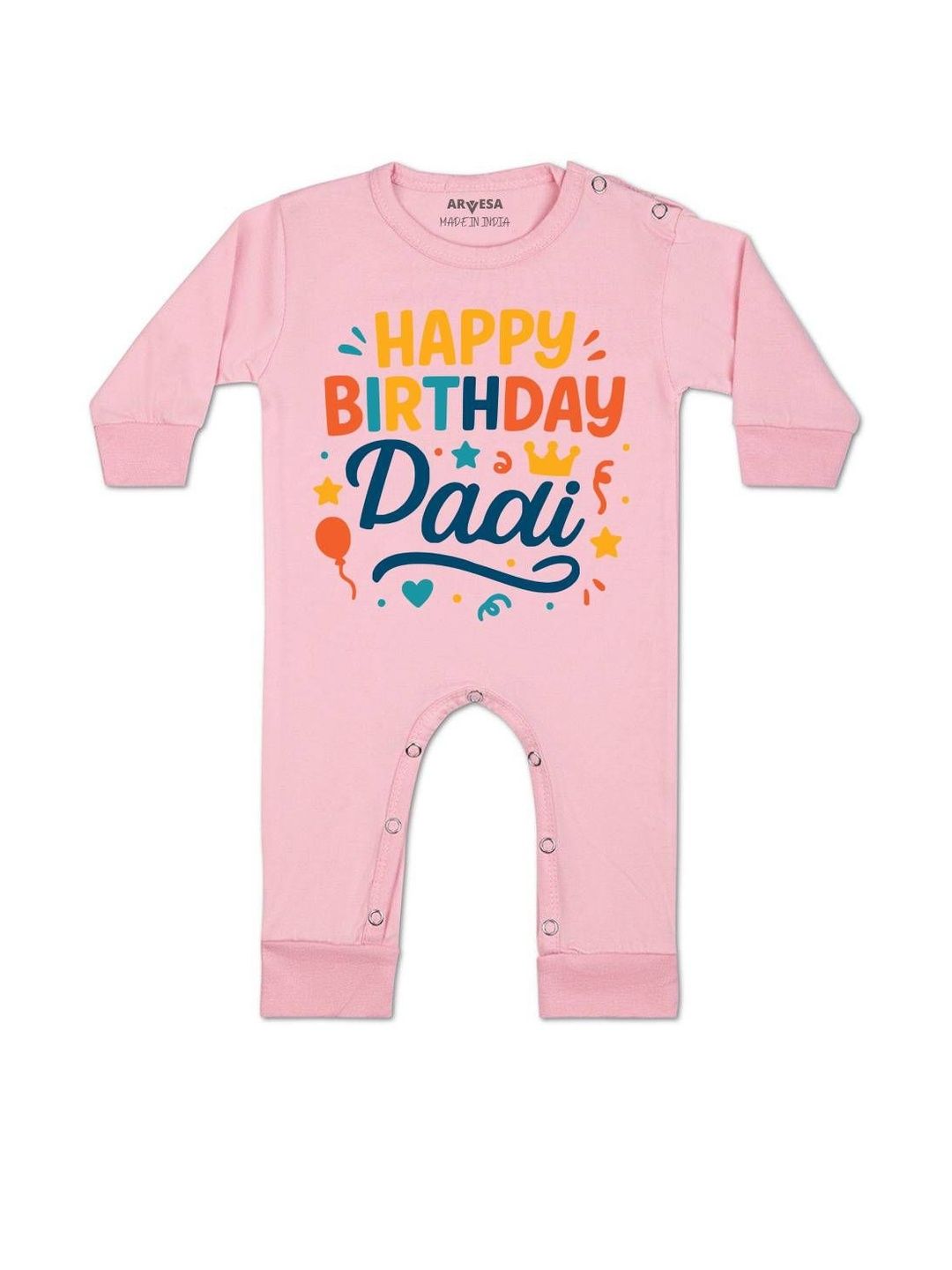 arvesa Happy Birthday Dadi Printed Baby Rompers-picture-36