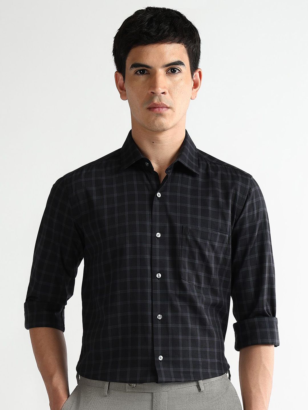 Arrow Slim Fit Checked Long Sleeves Cotton Formal Shirt-picture-15