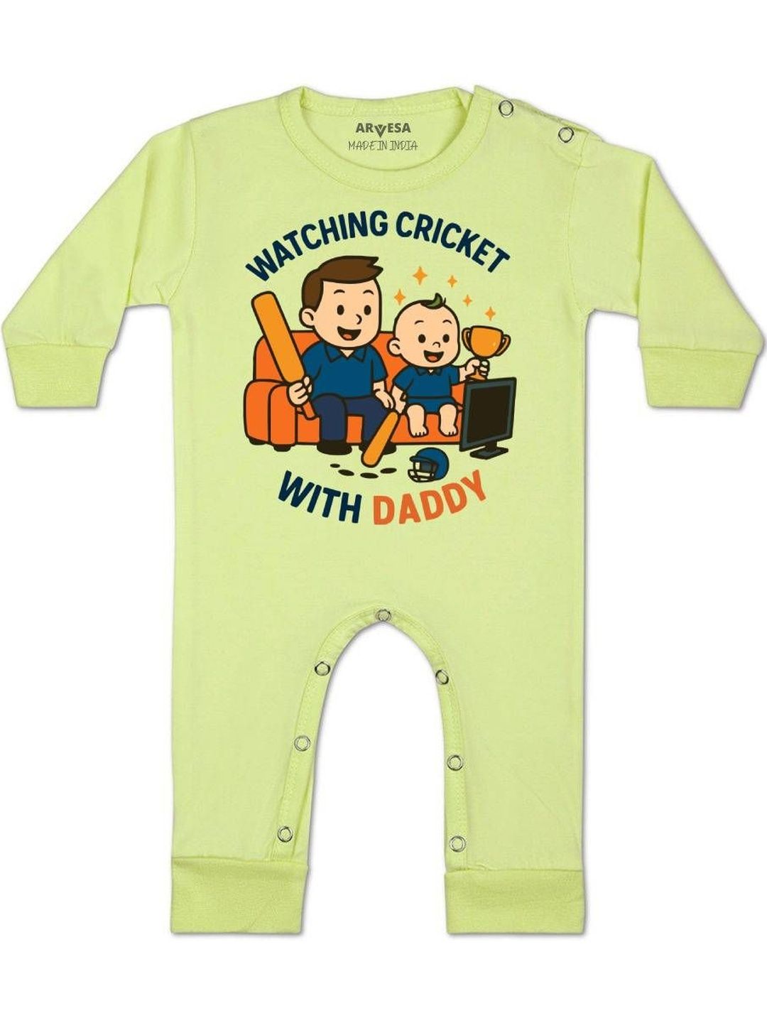 Arvesa Kids-Unisex Yellow Cotton Rompers-picture-38