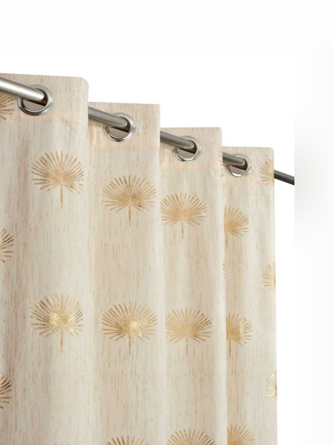 LARANDO Cream & Gold-Toned 2 Pieces Floral Room Darkening Velvet Long Door Curtains-image-21