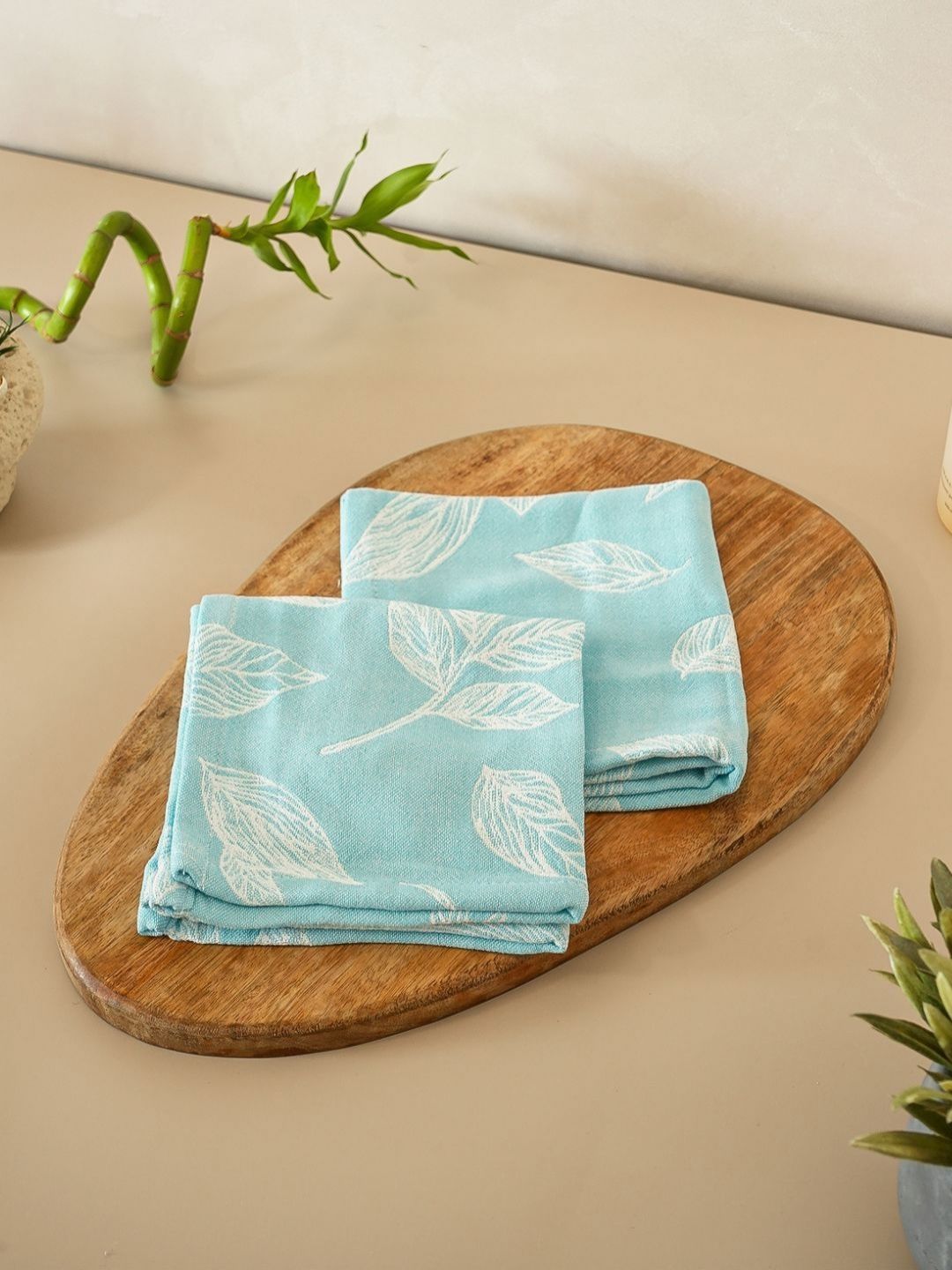DEBAANS 2Pcs Blue & White Printed 270 GSM Hand Towels-picture-41