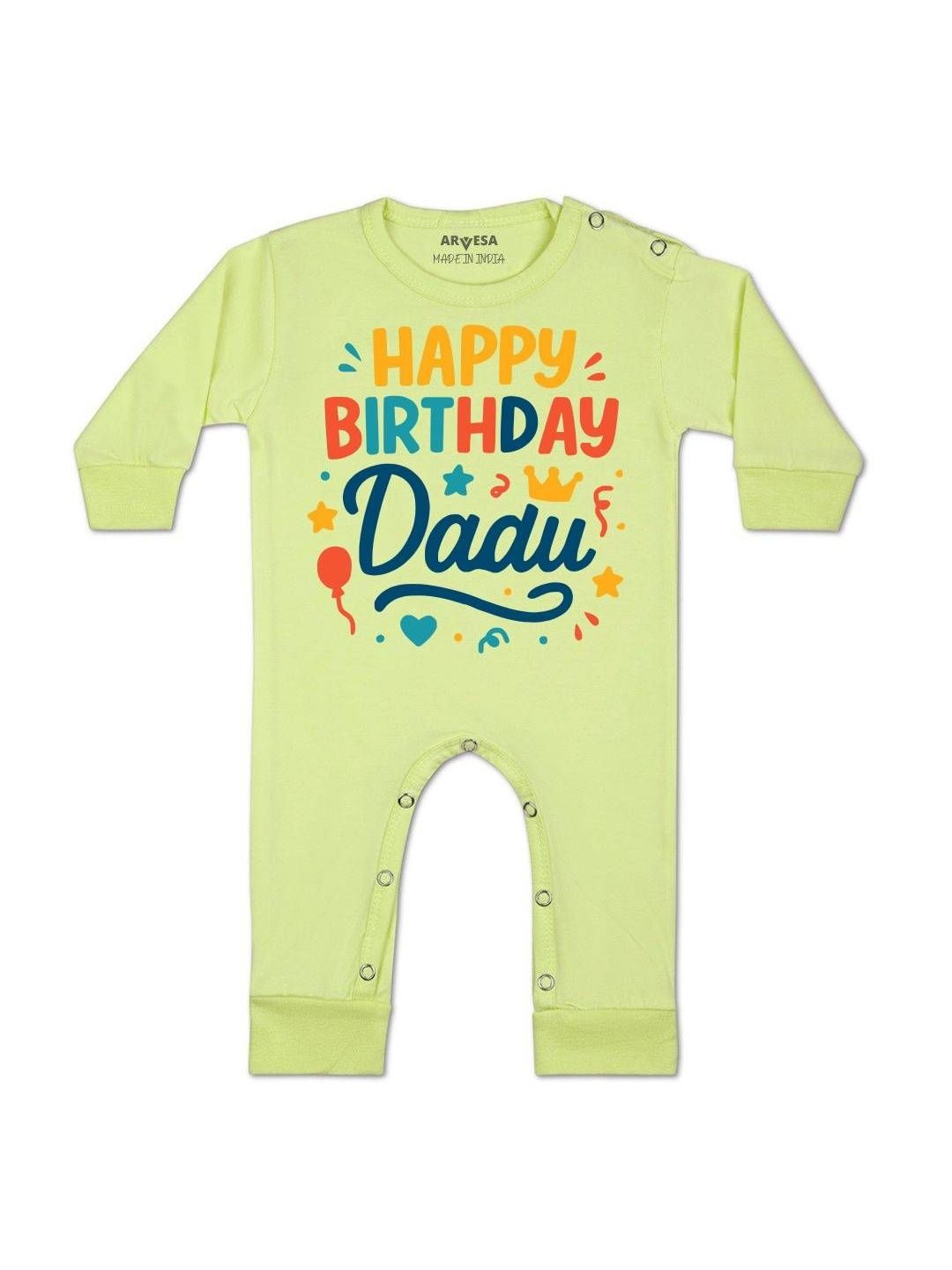 arvesa Happy Birthday Dadu Printed Baby Rompers-picture-18
