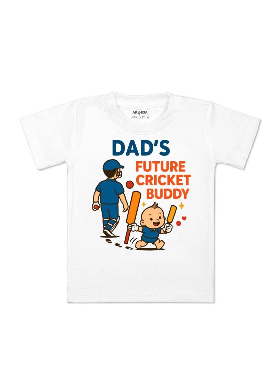arvesa Dad's Future Cricket Buddy Printed Kids Tshirt-picture-47