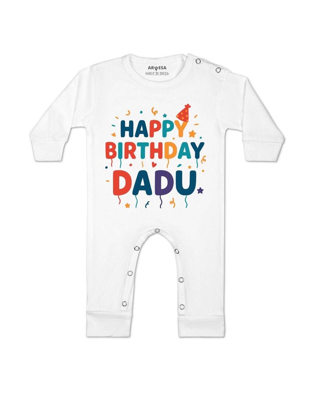 arvesa Happy Birthday Dadu Printed Baby Rompers-picture-22