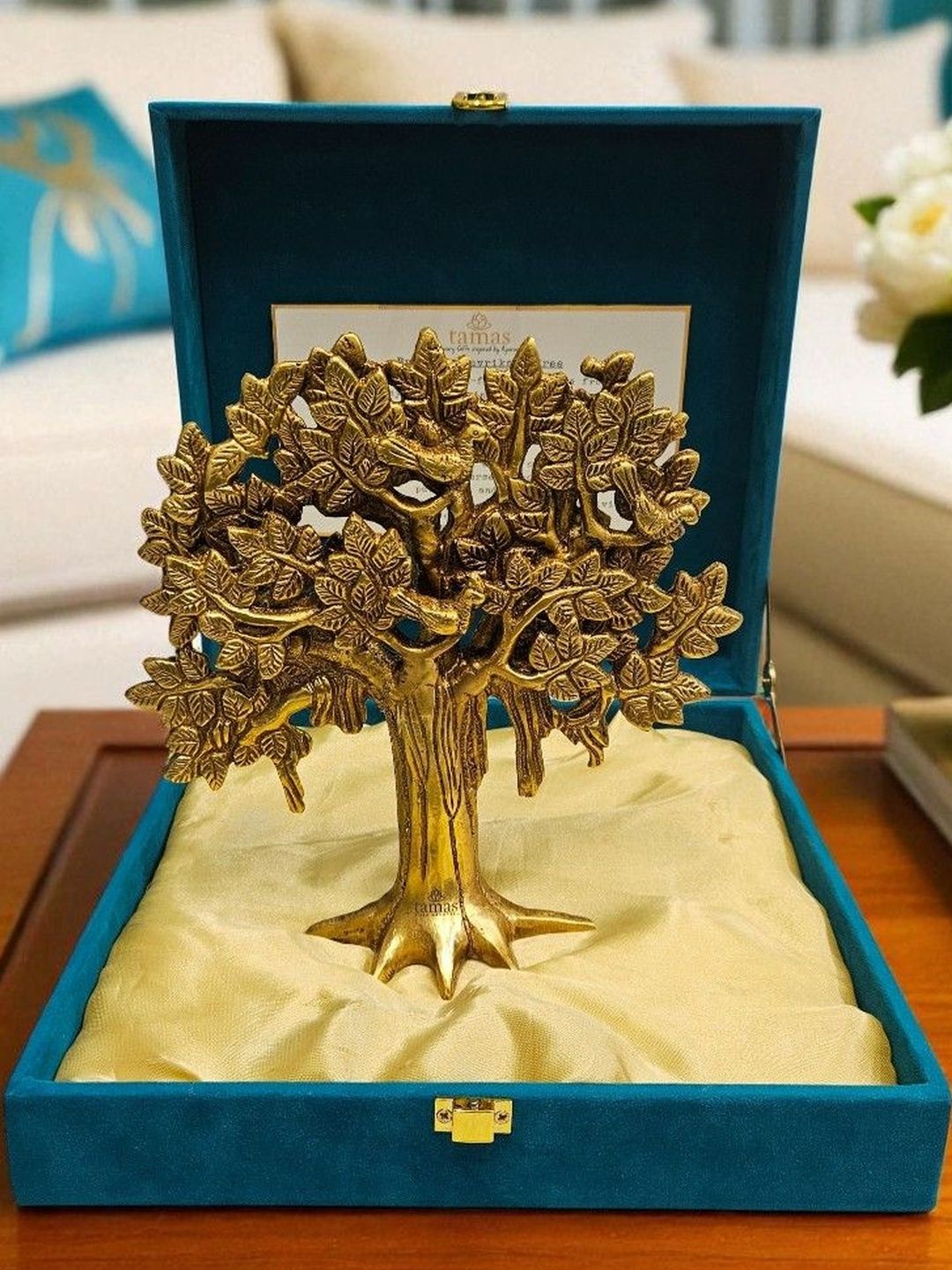tamas pure ayurveda Brass Kalpavriksha Tree with Gift Box-picture-14