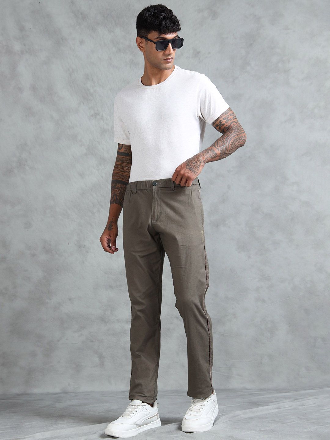 Buy Beevee Men Regular Fit Mid Rise Trousers - Trousers for Men ...
