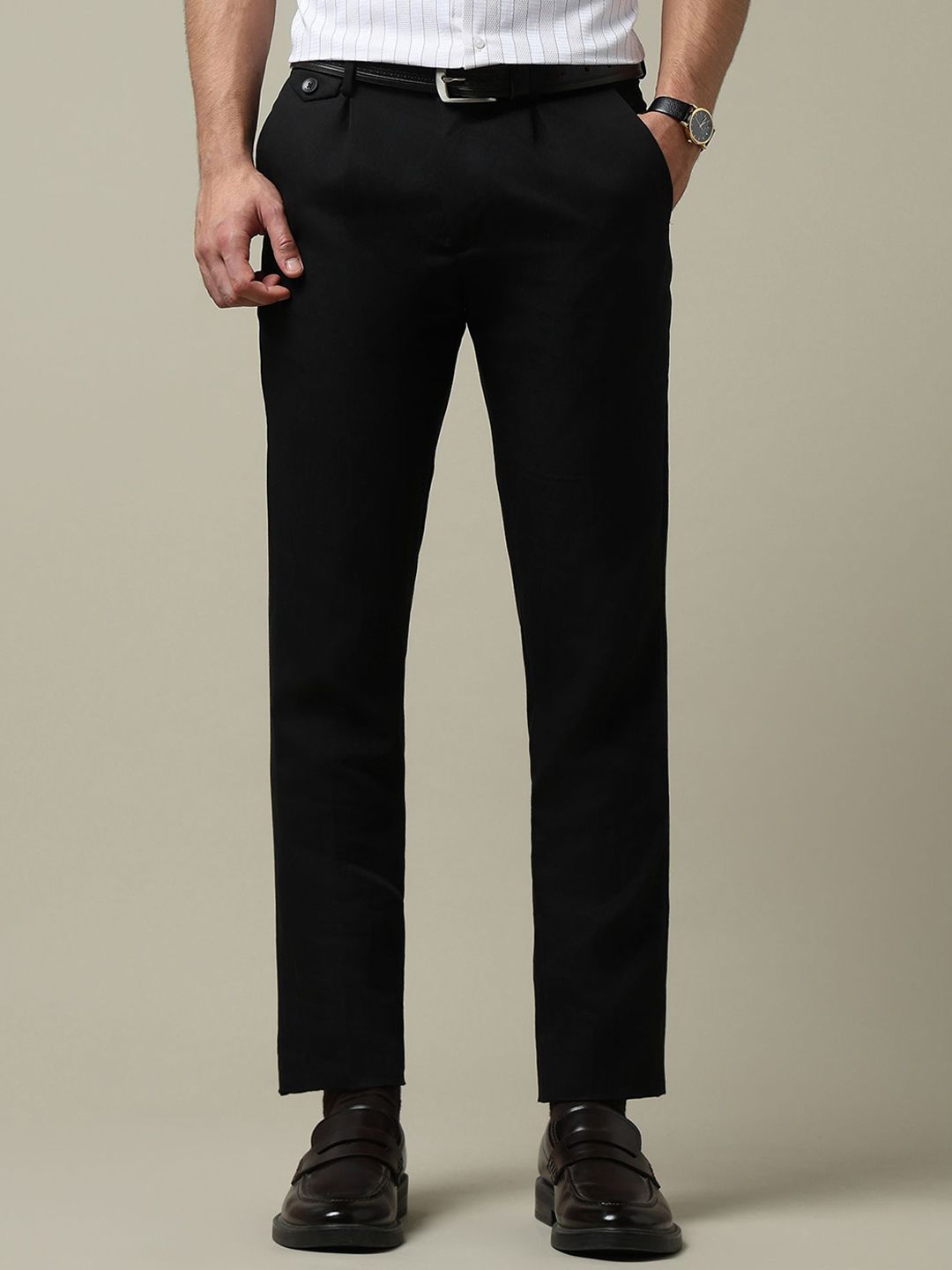 Arrow Men Mid-Rise Pleated Formal Trousers-picture-57