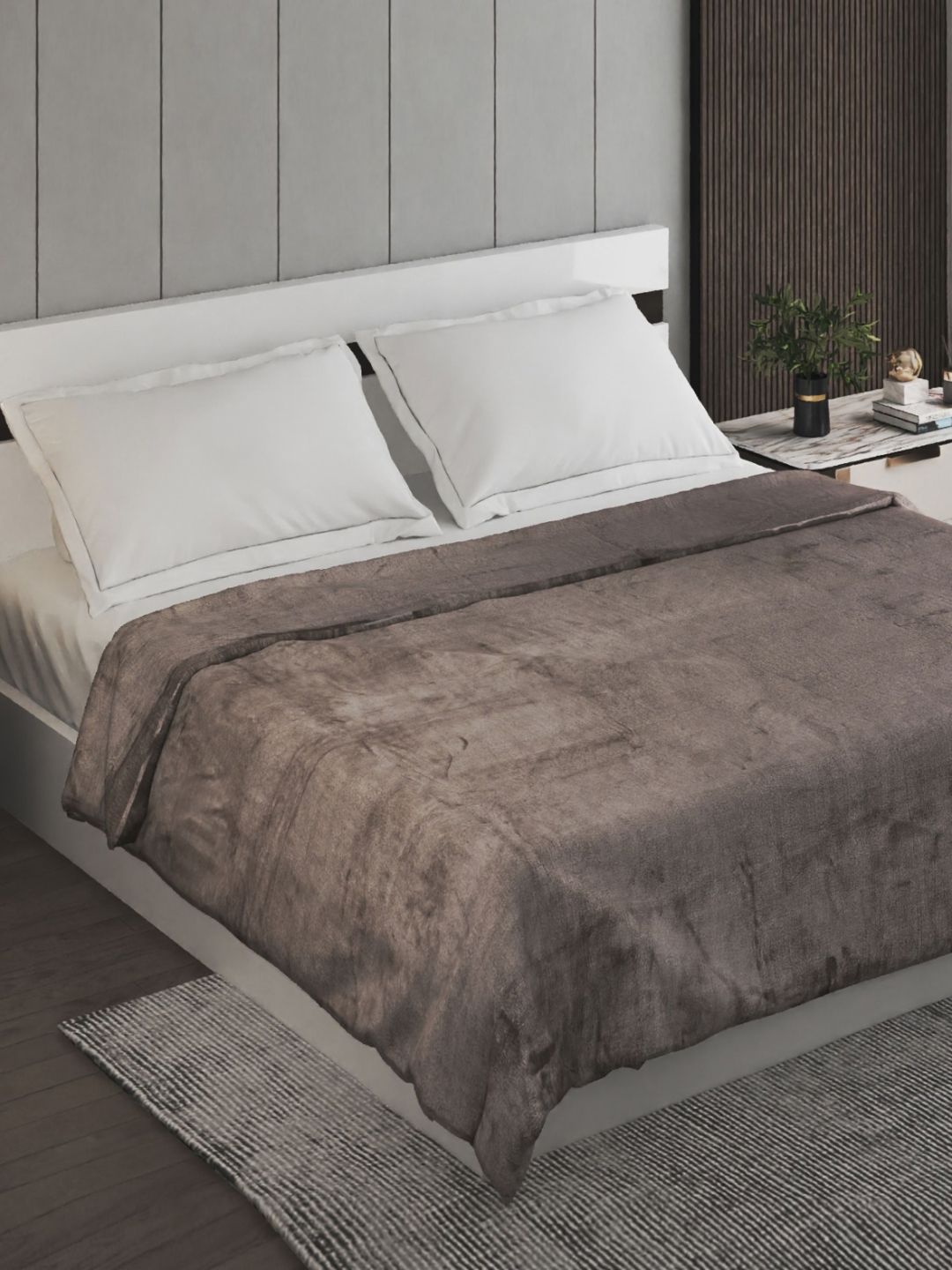 Home Centre Luxury Plush Grey 300 GSM AC Room Double Bed Blanket-image-24