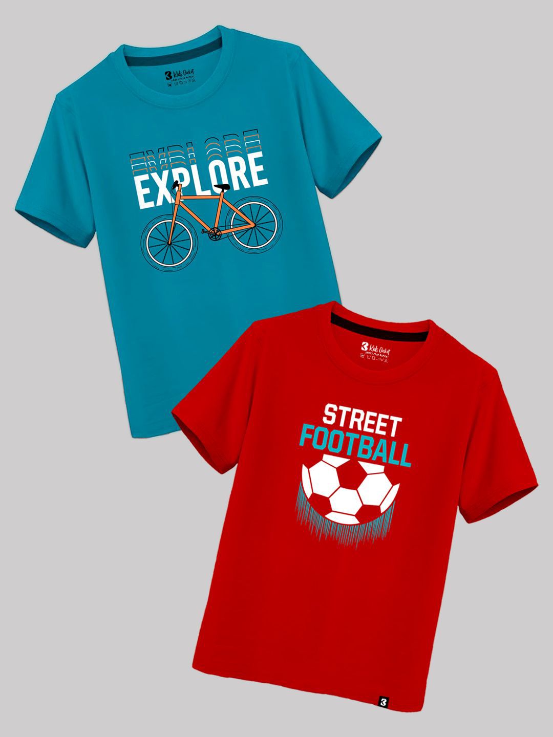 Kids Basket Boys Pack Of 2 Typography Printed Short Sleeves Cotton T-shirts-picture-10