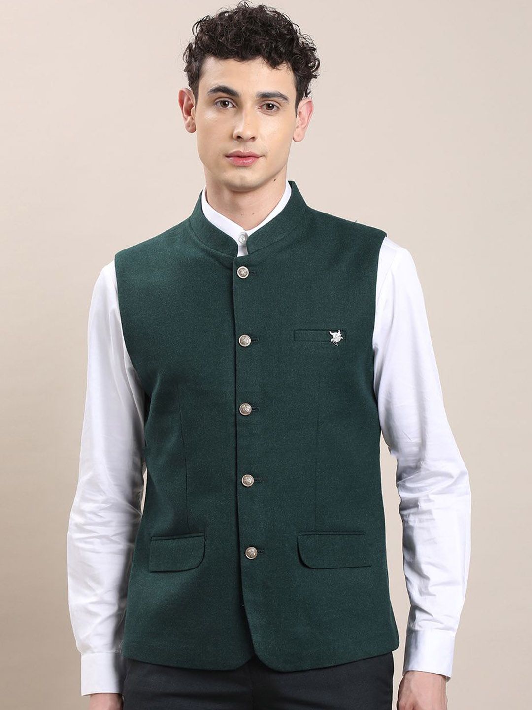 Turtle Men Slim-Fit Mandarin Collar Nehru Jacket-image-40