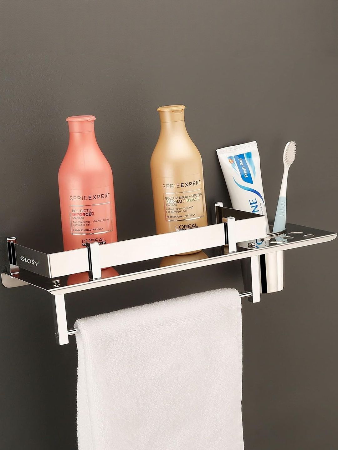 GLOXY Silver-Toned Solid Stainless Steel Bath Accessories Set-image-24