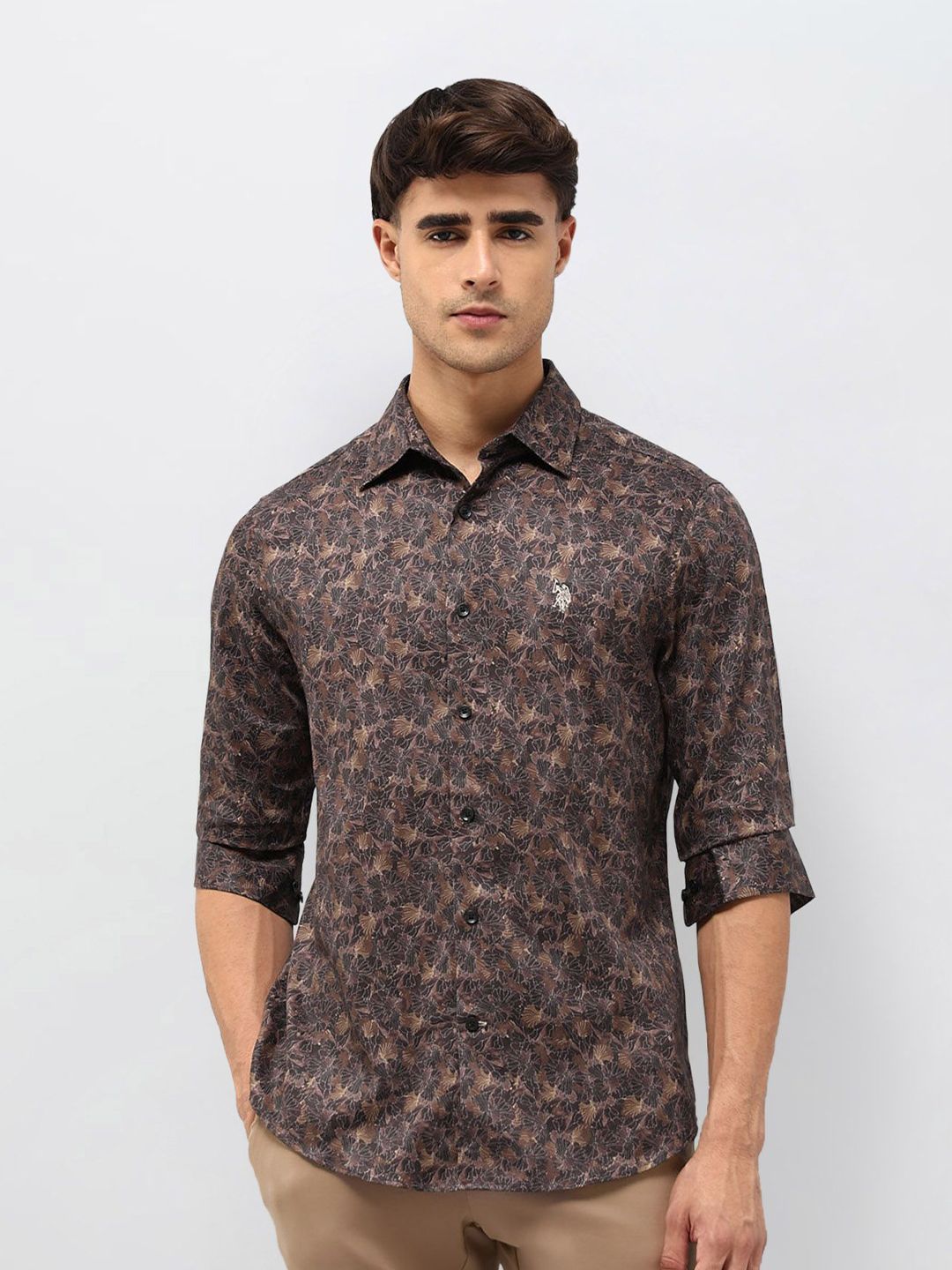 U.S. Polo Assn. Floral Printed Tailored Fit Cotton Casual Shirt-image-6