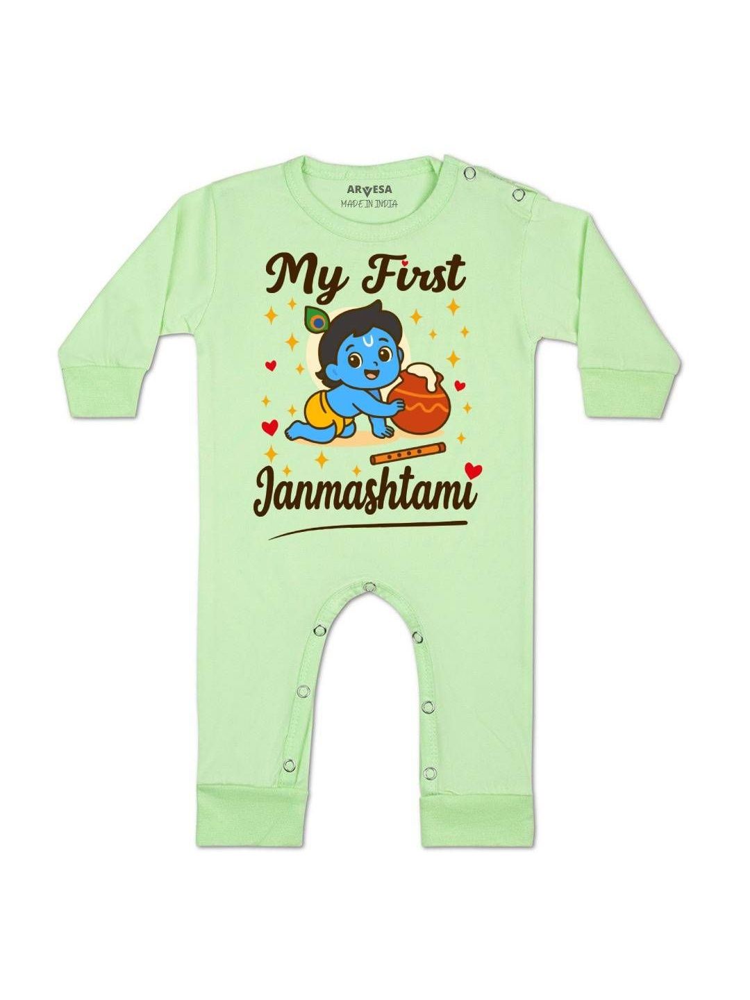 Arvesa Kids-Unisex Green Cotton Rompers-picture-33