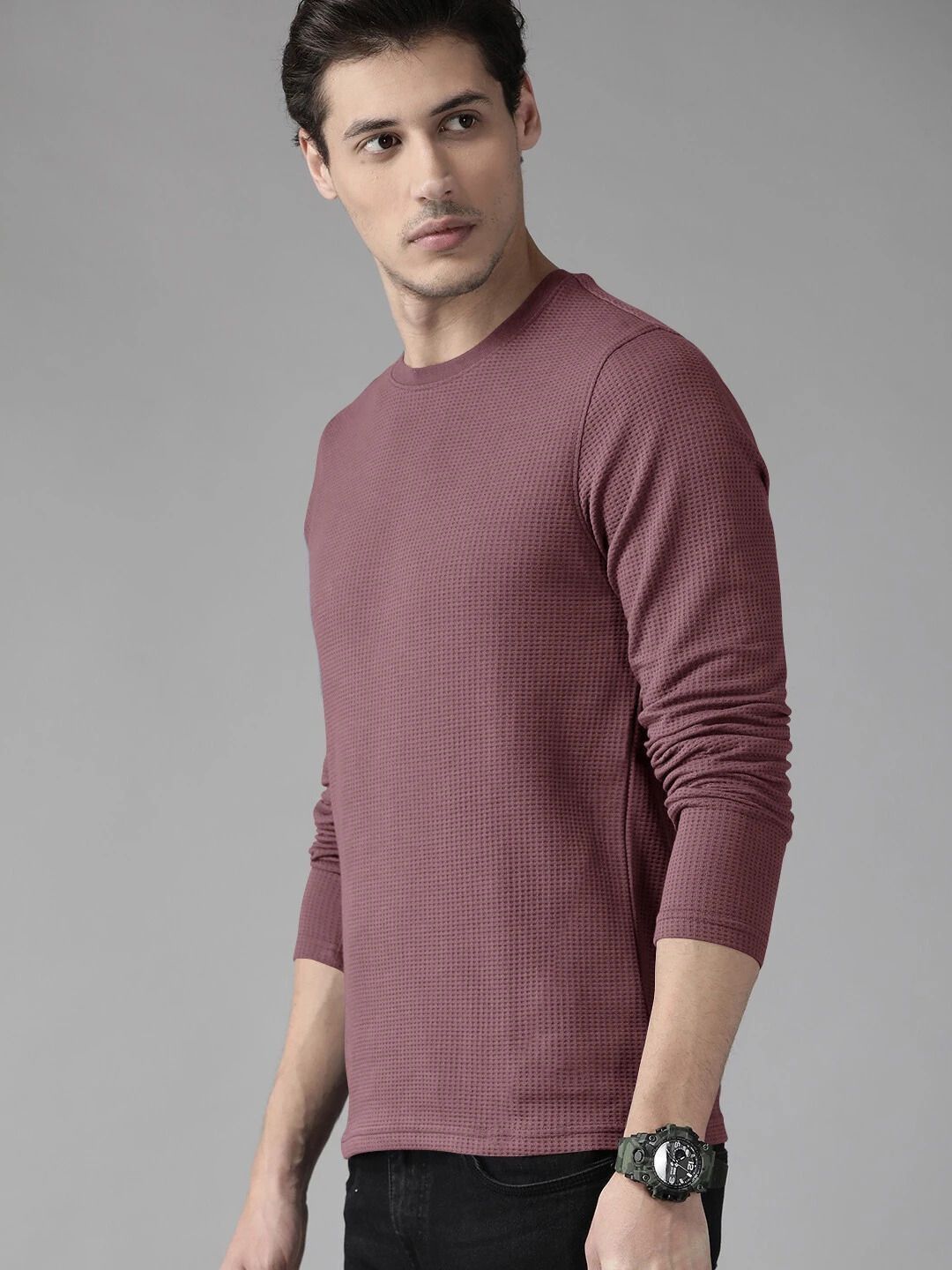 HOODLER Men Self Design Round Neck Cotton T-shirt-image-43