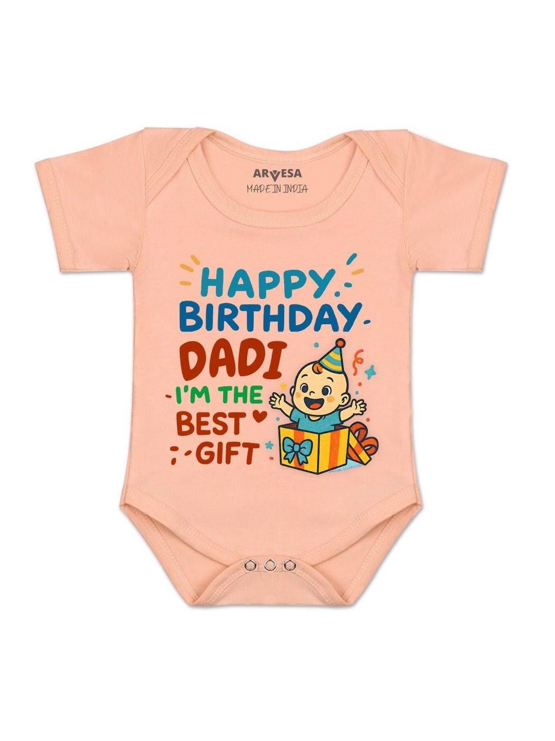 arvesa Happy Birthday Dadi Printed Romper-picture-26