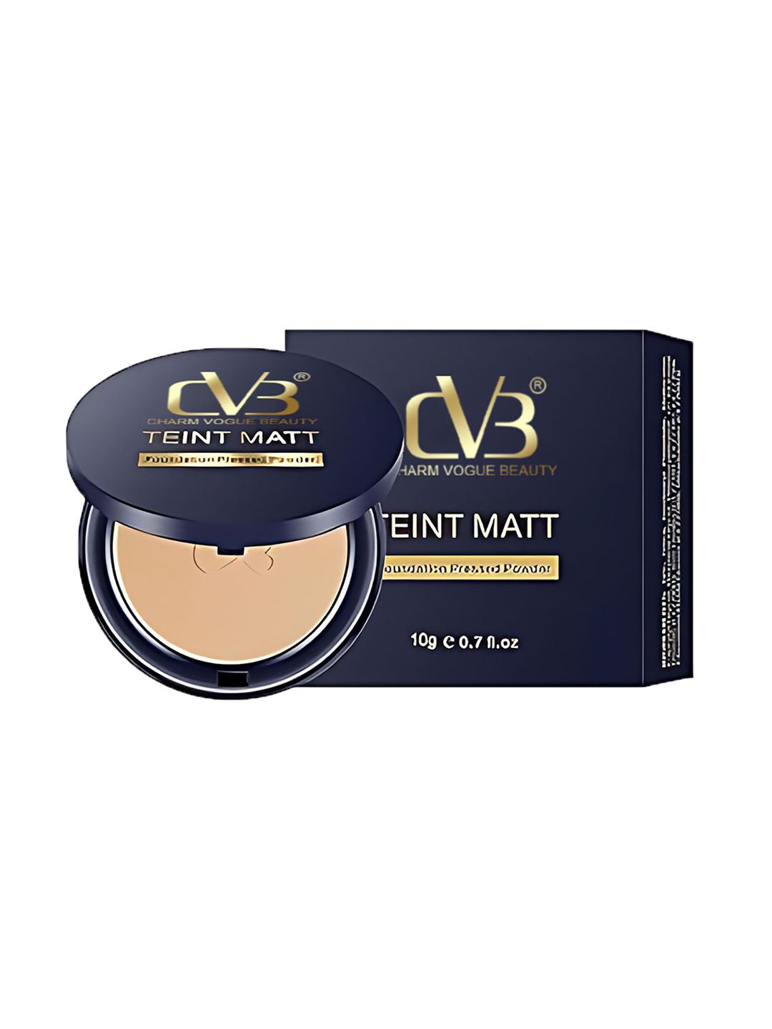 CVB 2 In 1 Teint Matt Foundation Pressed Compact Powder - White Ivory 01-picture-23