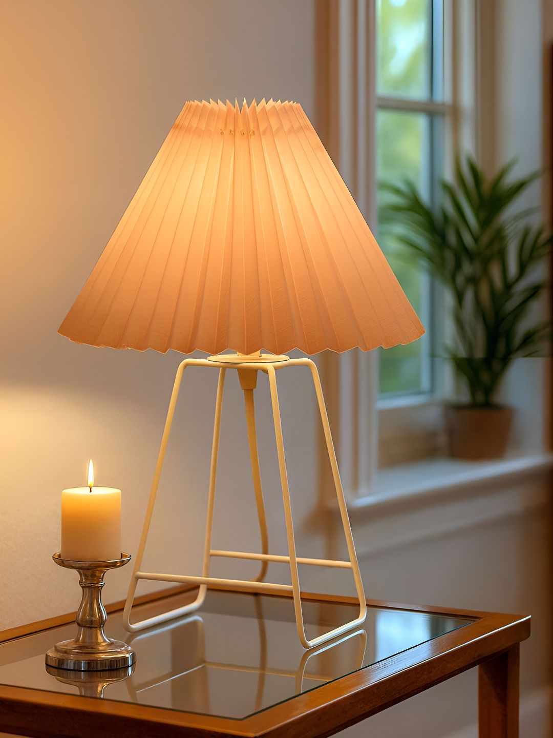Homesake Beige Frustum Shaped Table Lamp-picture-46
