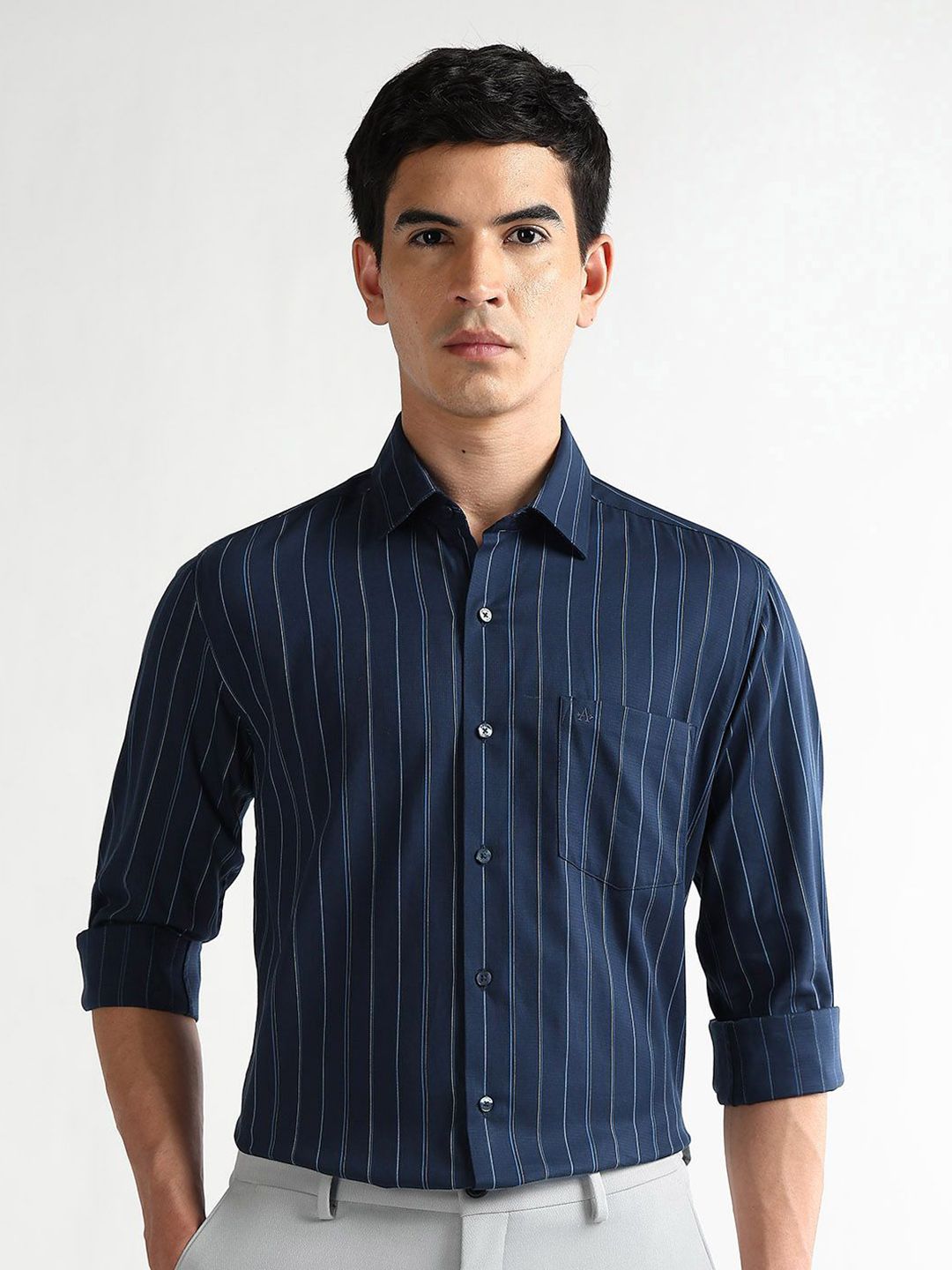 Arrow Slim Fit Vertical Striped Long Sleeves Cotton Formal Shirt-picture-31