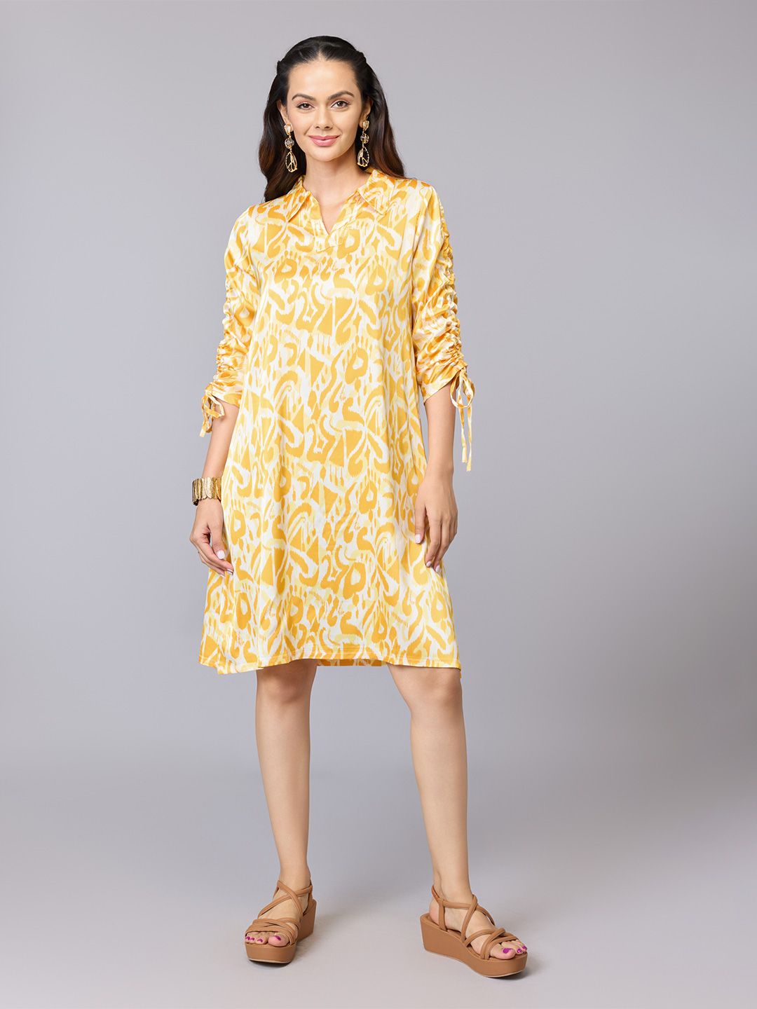 Tamiska By Narendra Kumar Women Shirt Collar Printed Dress-picture-17