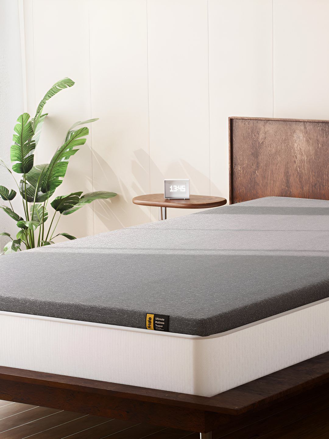 FRIDO Grey & White Quilted Dual Comfort Queen Mattress Topper