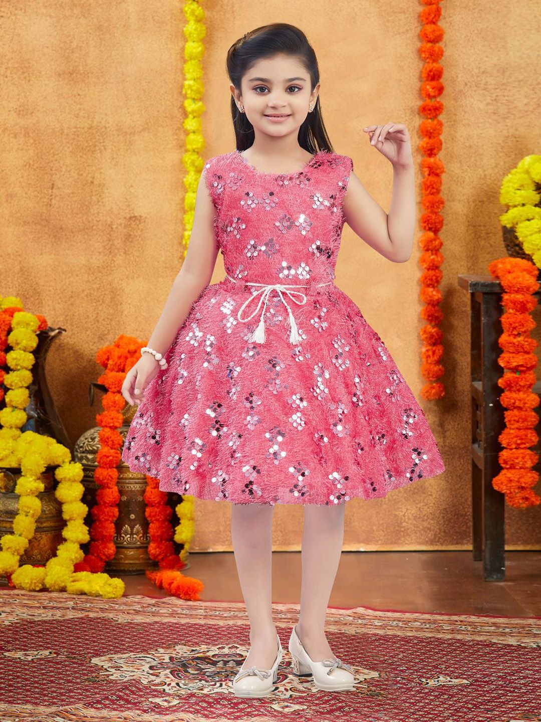 BAESD Girl's Embellished Pure Wool Fit & Flare Dress-picture-50