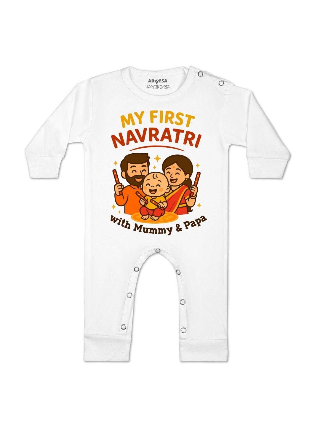 Arvesa Kids-Unisex White Cotton Rompers-picture-17